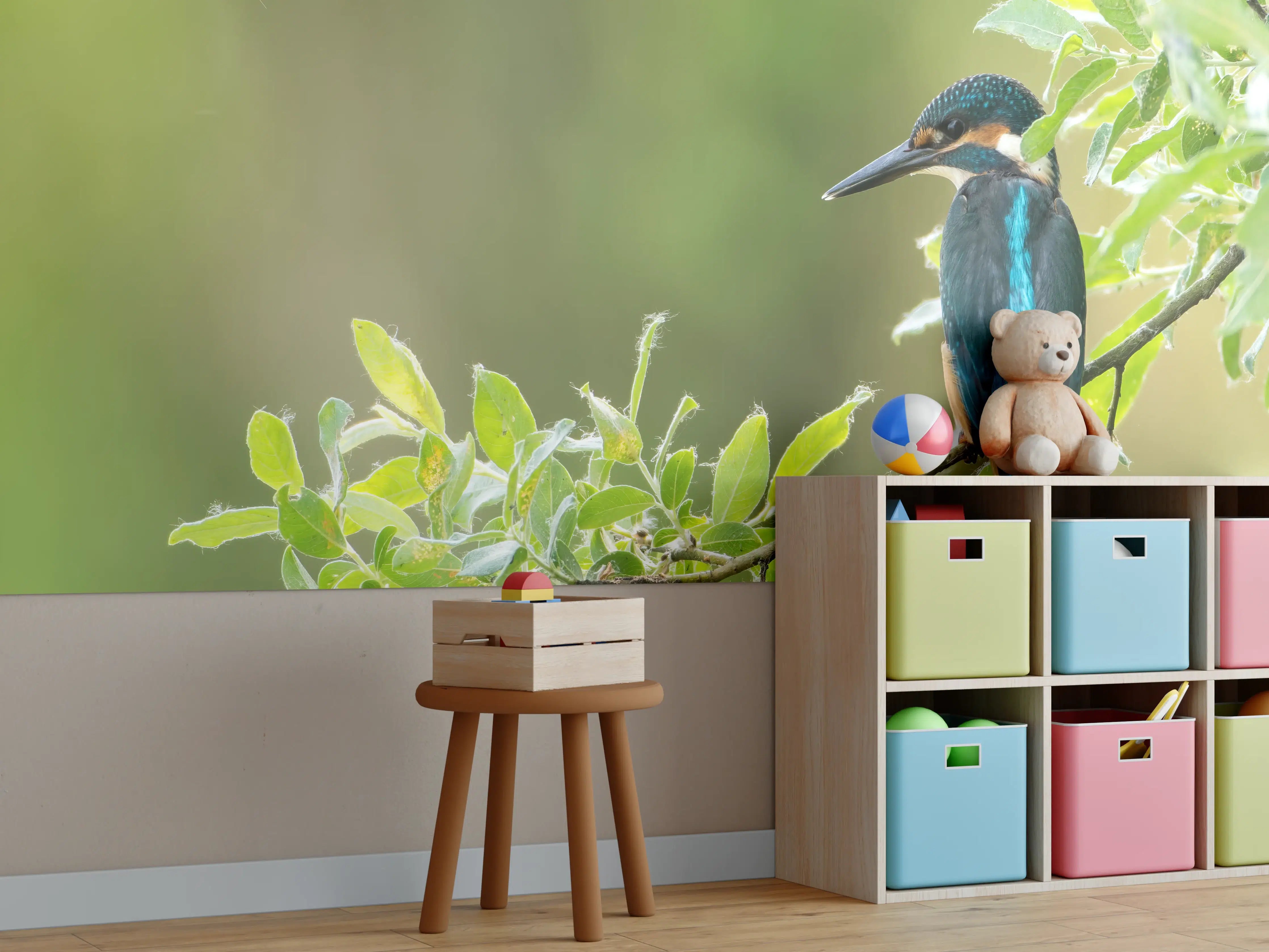 Kinderzimmer Wandgestaltung - Exotischer friedlicher Eisvogel