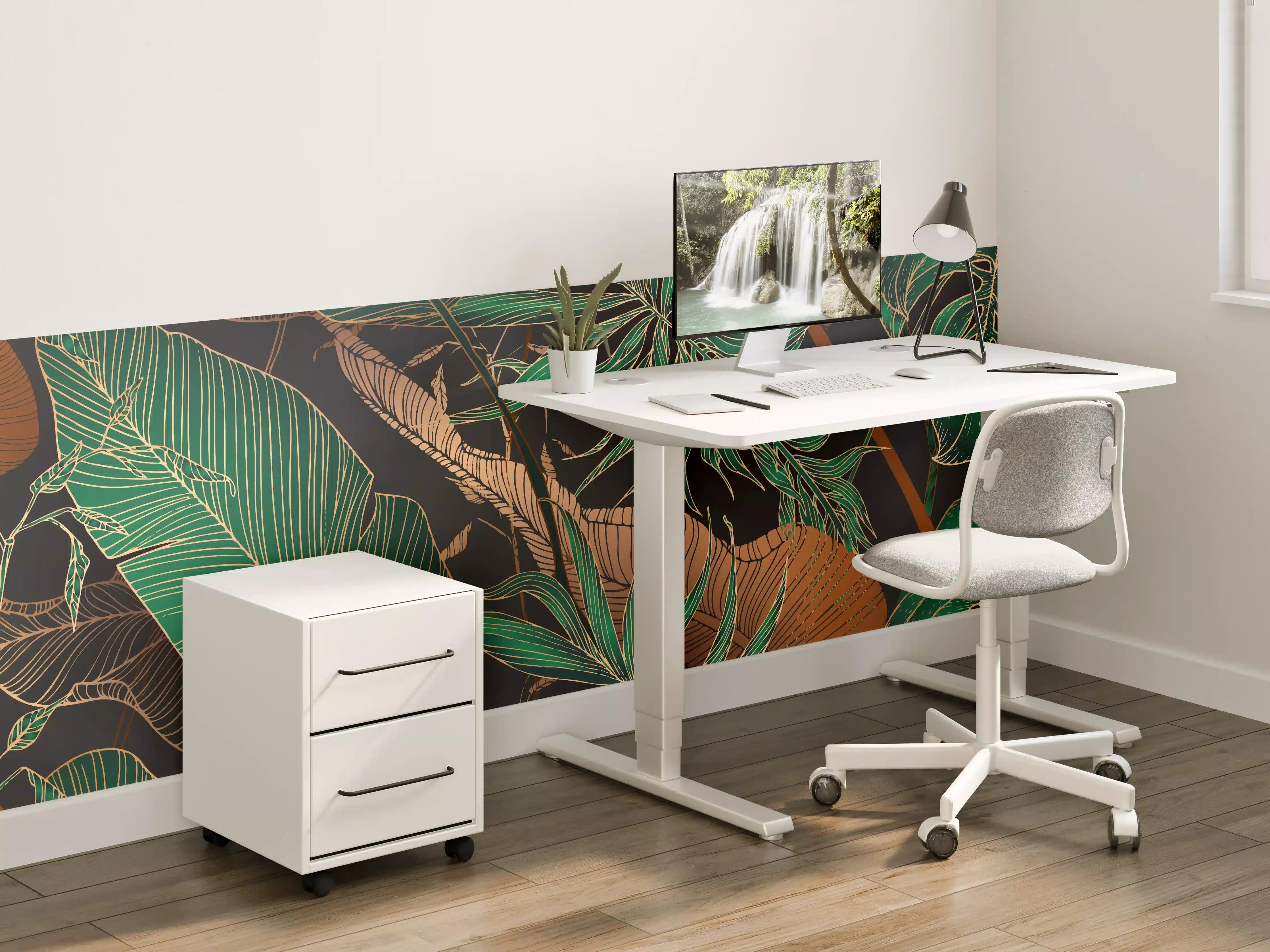 Kinderzimmer Wandgestaltung - Exotisches Blattmuster Dunkel