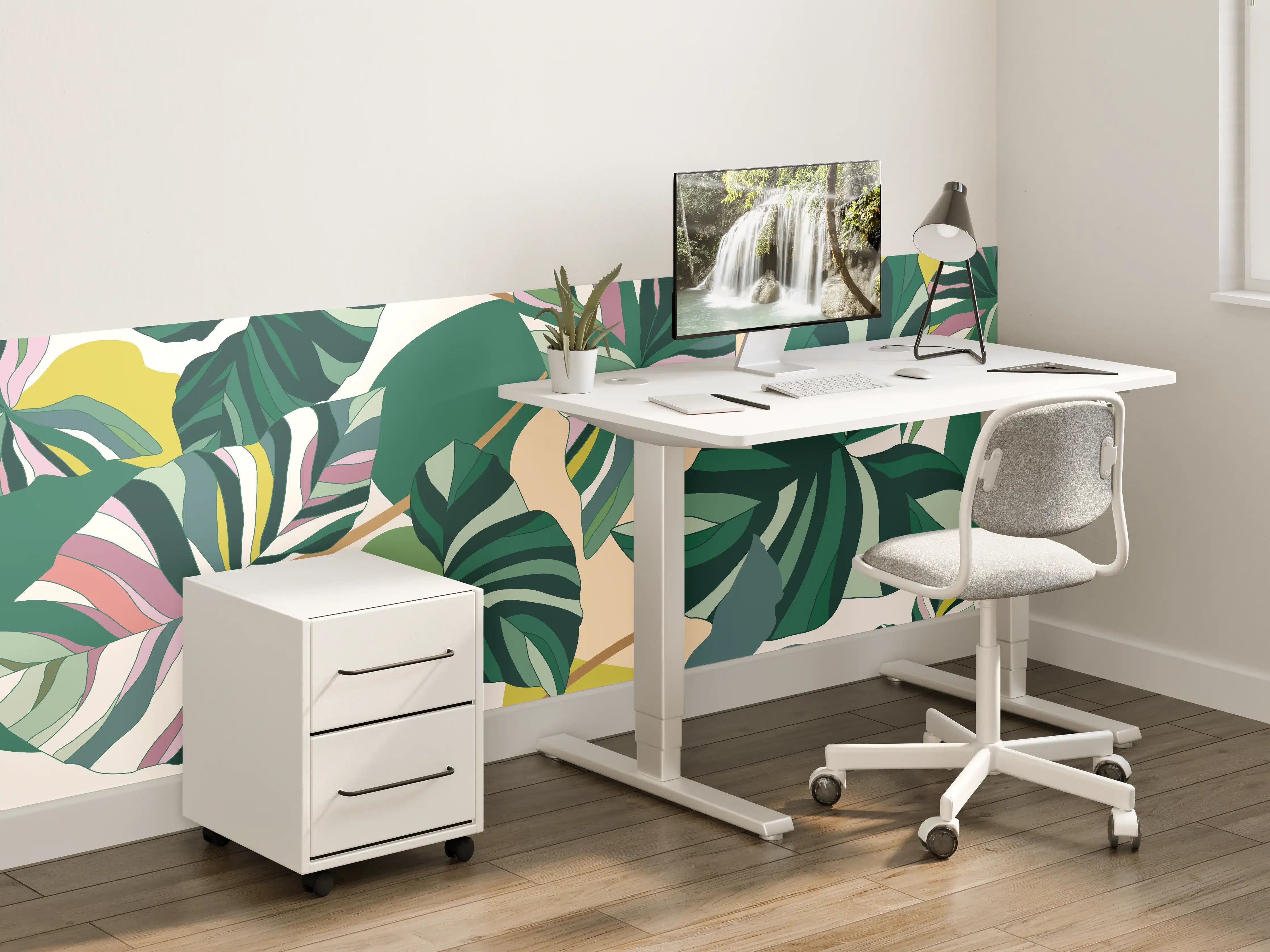 Kinderzimmer Wandgestaltung - Exotisches Monstera Blattdesign