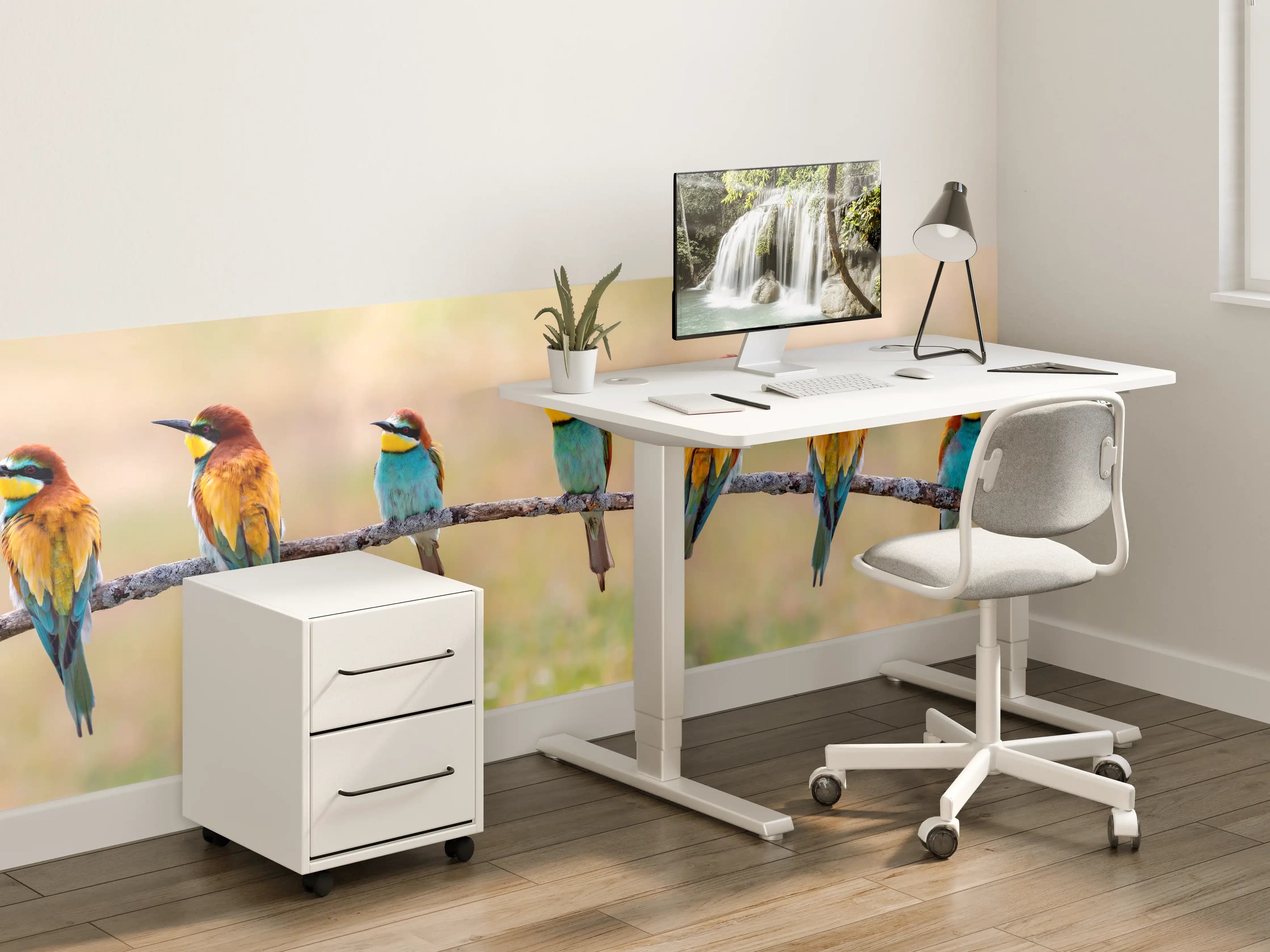 Kinderzimmer Wandgestaltung - Familie von Bienenfressern auf Ast