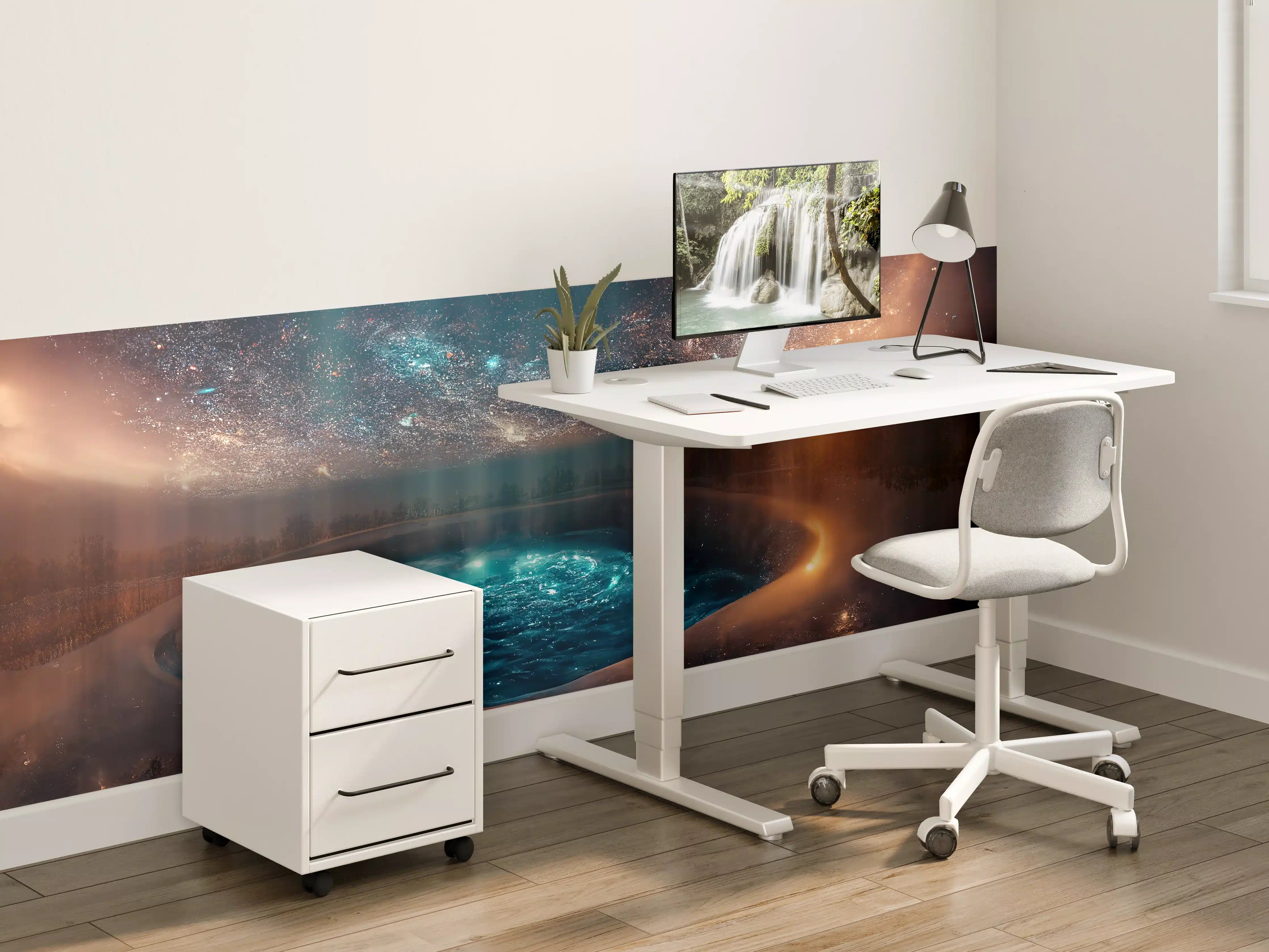 Kinderzimmer Wandgestaltung - Fantasielandschaft - Nächtlicher Blick