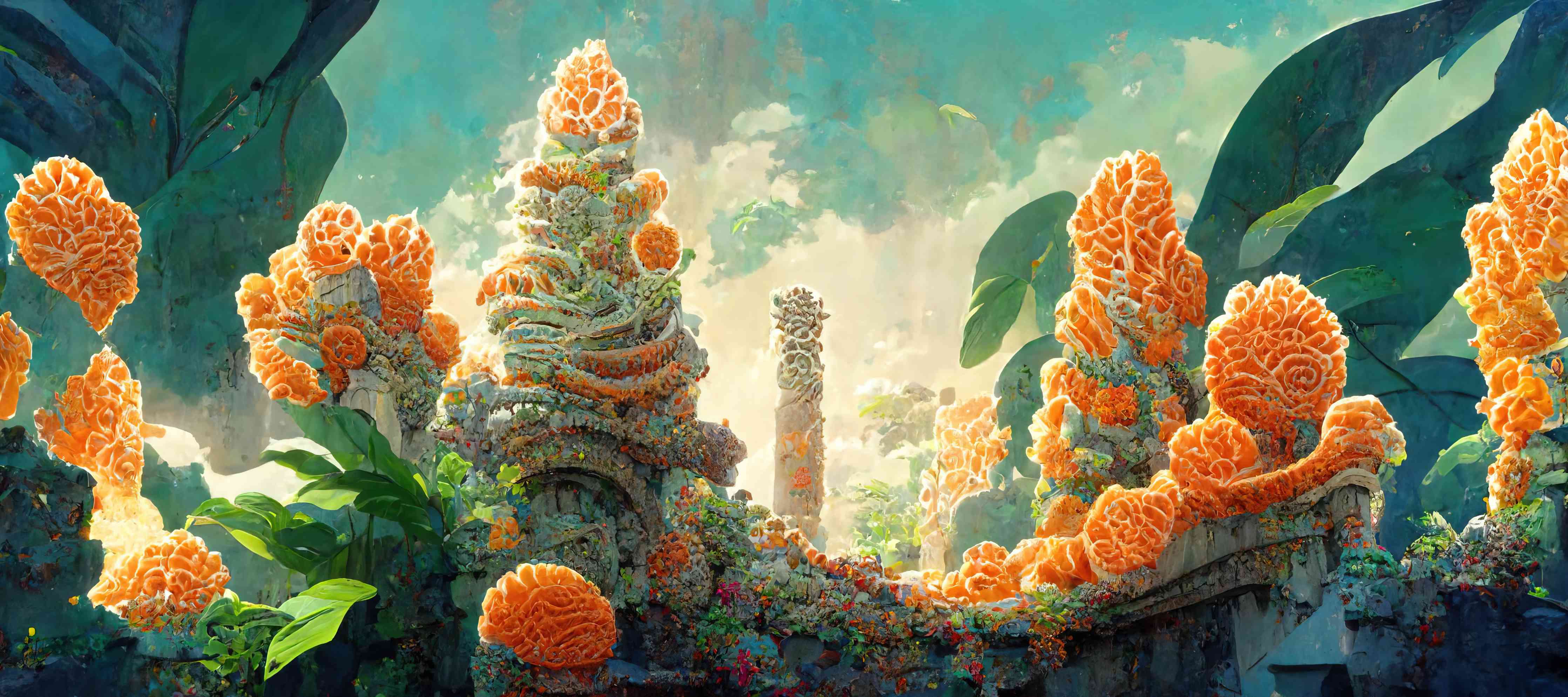 Kinderzimmer Wandgestaltung-Fantasievolle Naturkulisse mit lebhaften Blüten