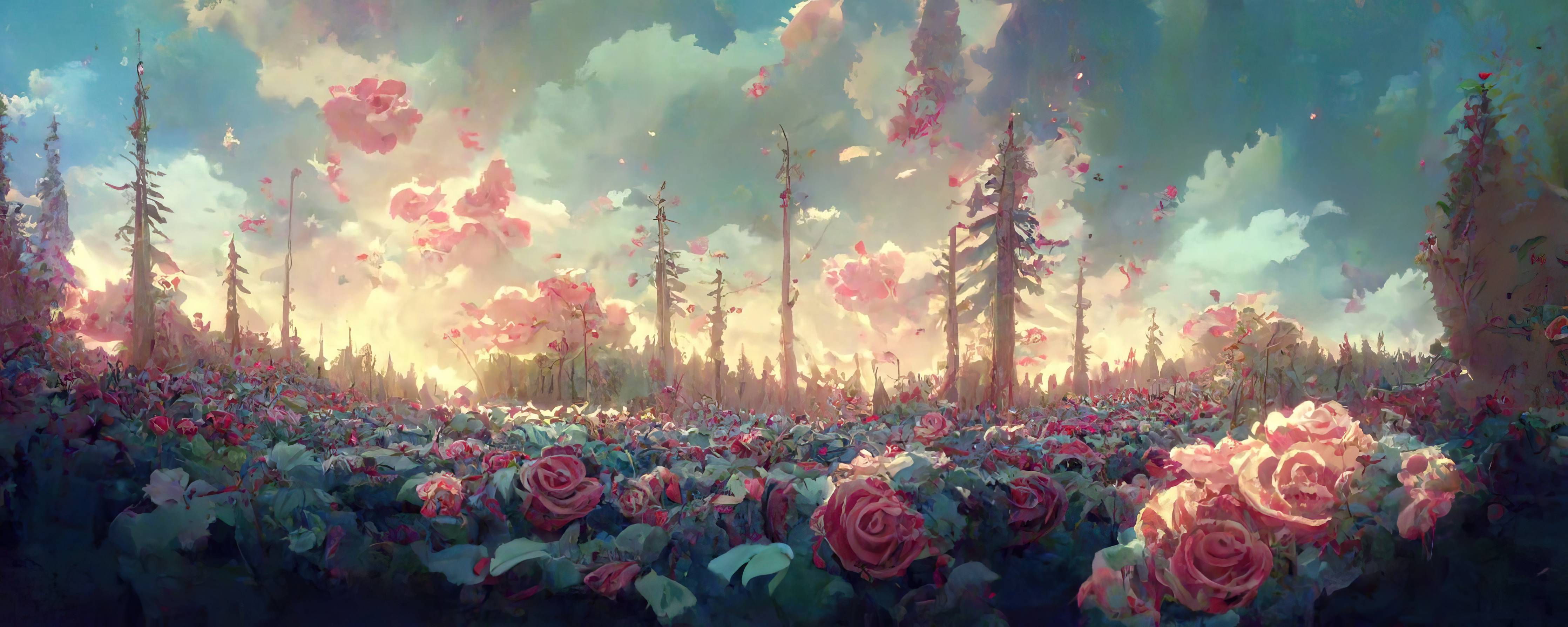 Kinderzimmer Wandgestaltung-Fantastische Dämmerungsrosenwelt