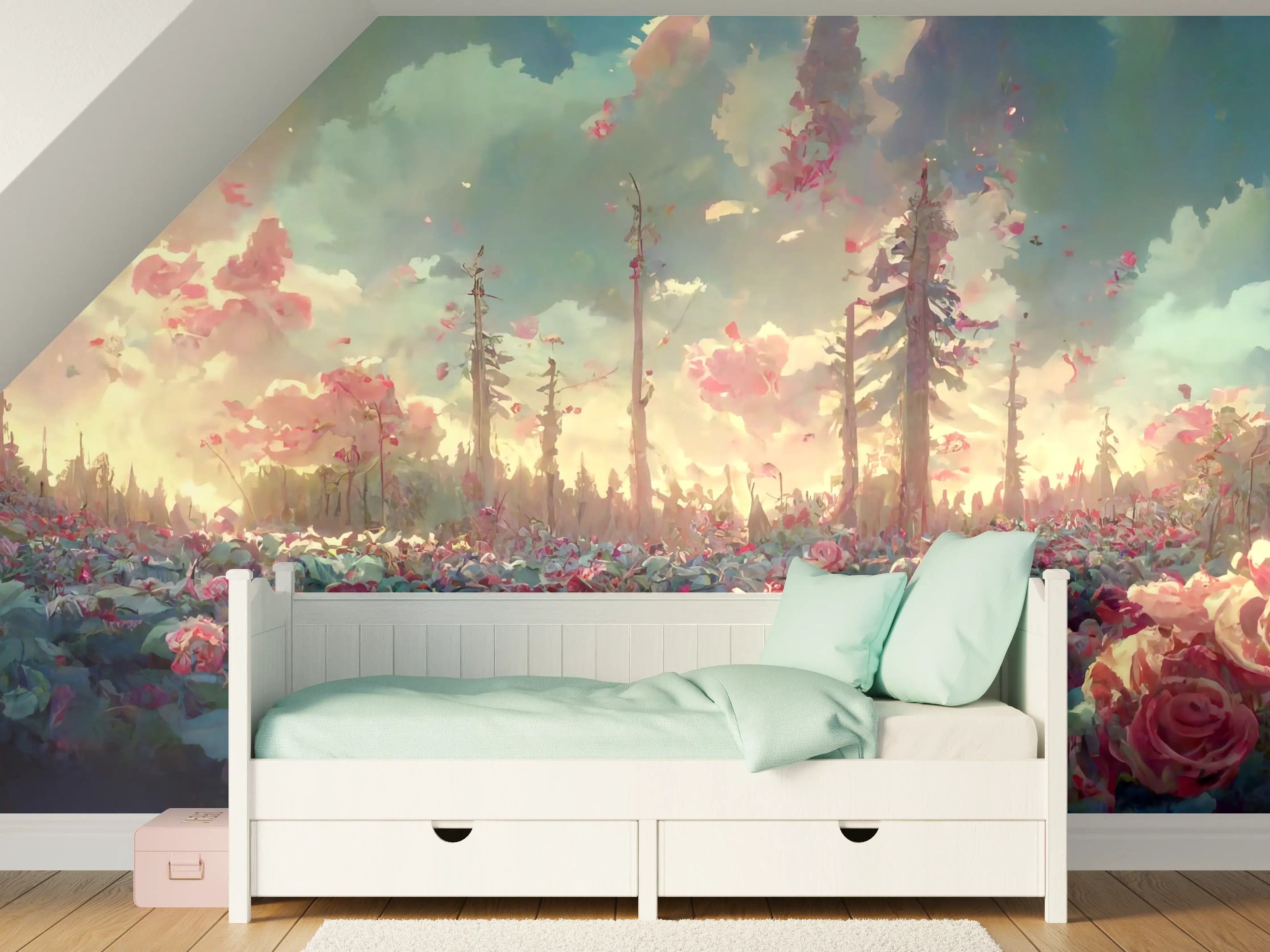Kinderzimmer Wandgestaltung - Fantastische Dämmerungsrosenwelt