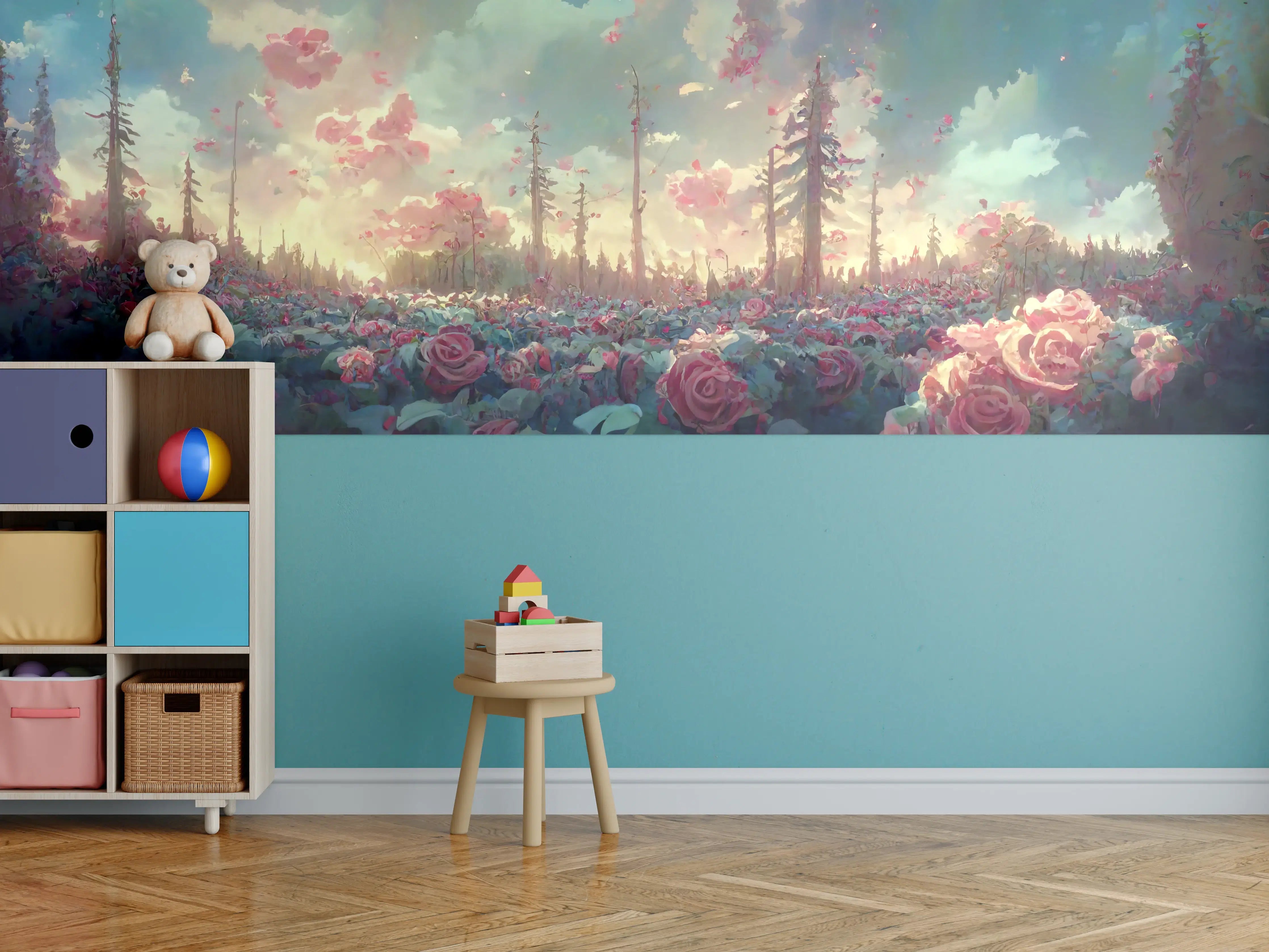 Kinderzimmer Wandgestaltung - Fantastische Dämmerungsrosenwelt