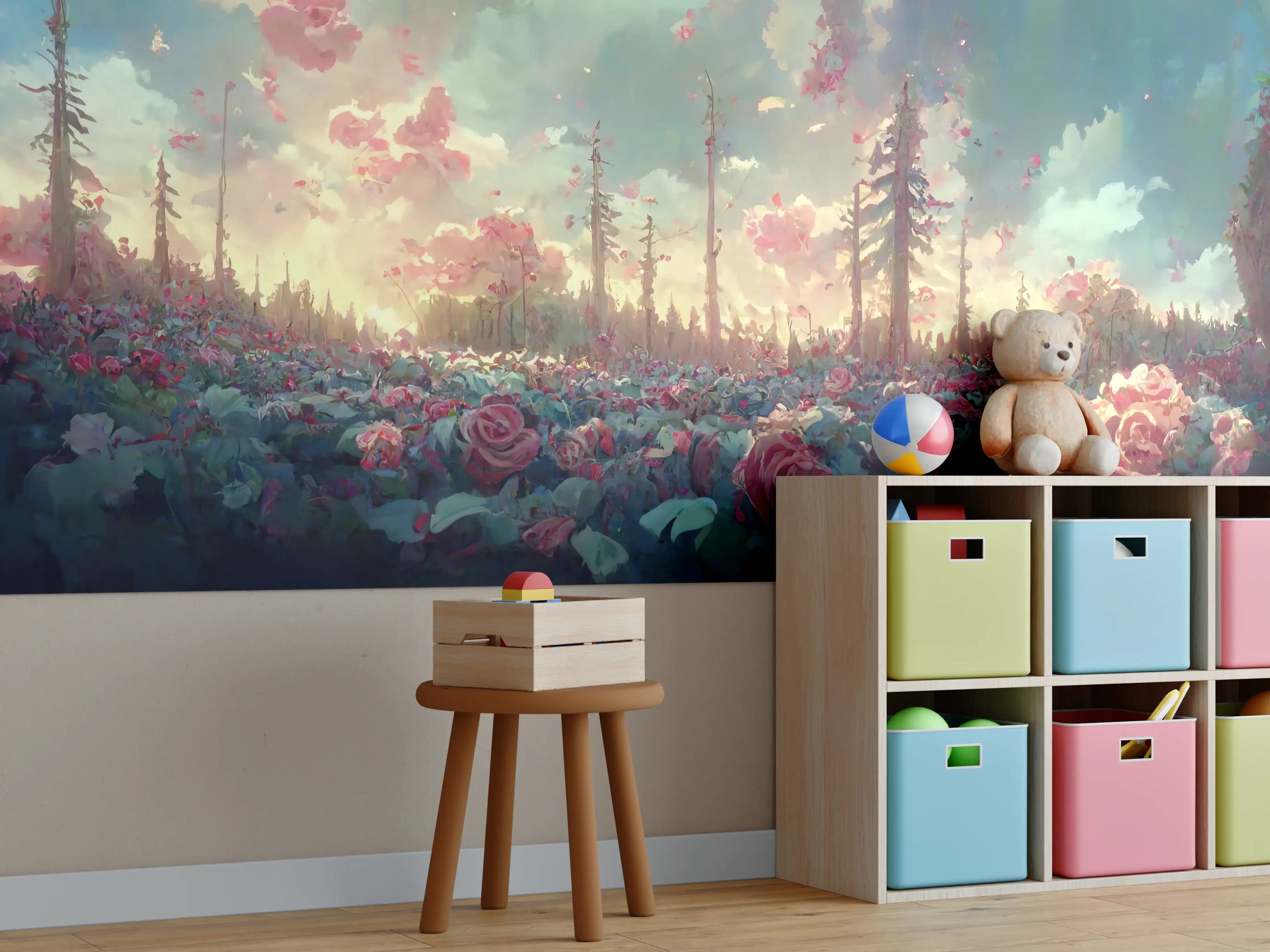 Kinderzimmer Wandgestaltung - Fantastische Dämmerungsrosenwelt