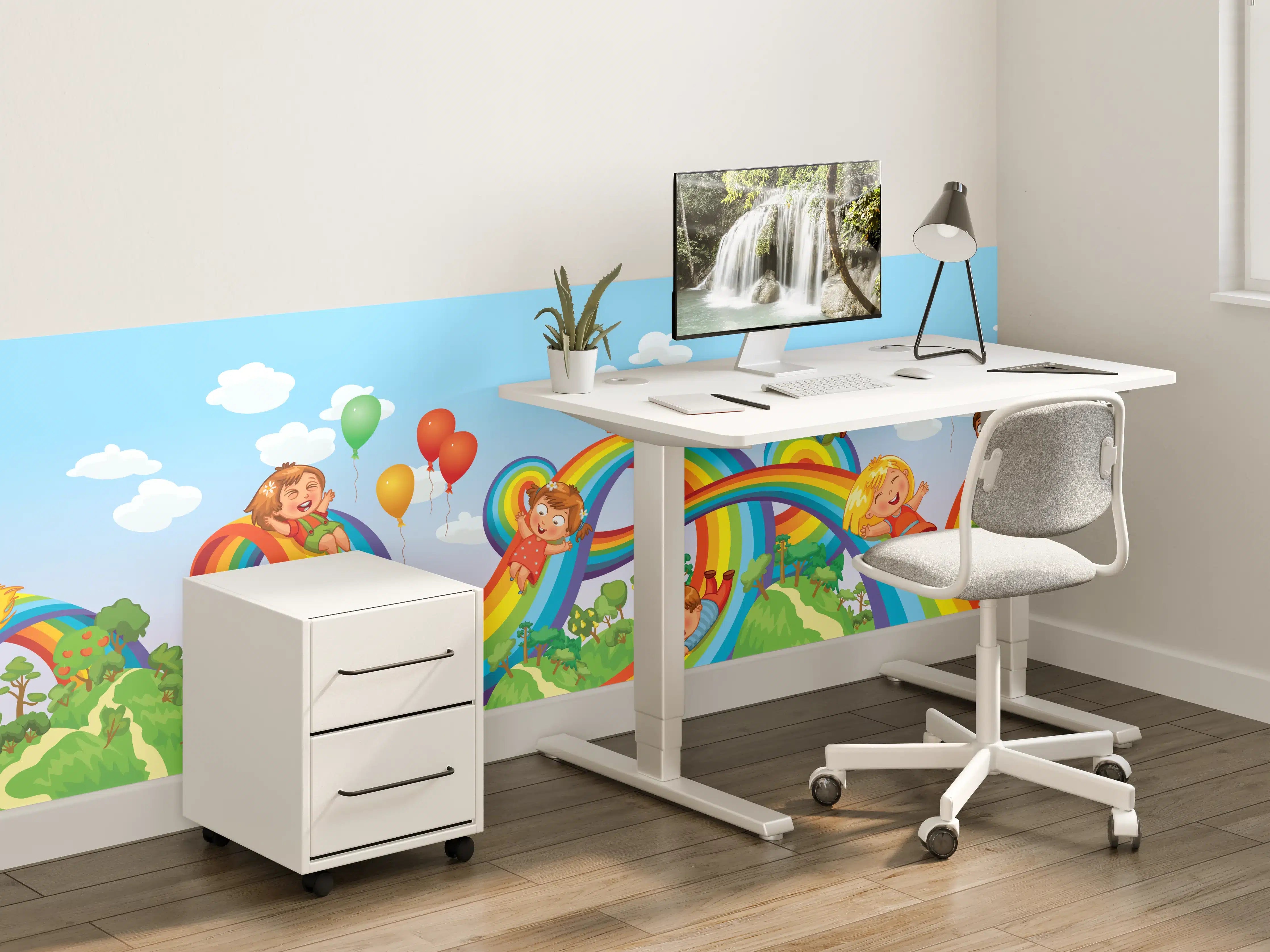 Kinderzimmer Wandgestaltung - Farbenfrohe Kinderwelt mit Regenbögen
