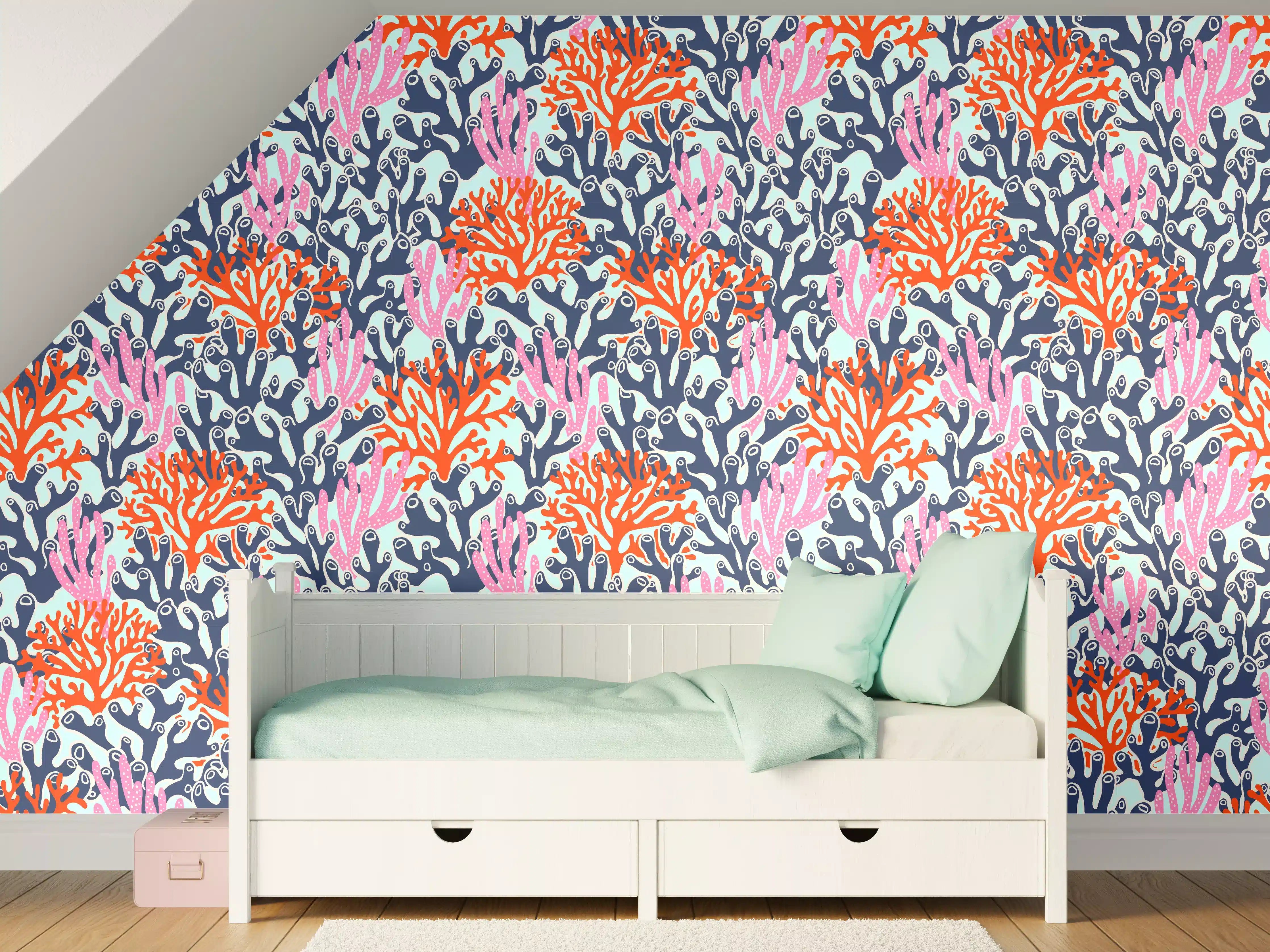 Kinderzimmer Wandgestaltung - Farbenfrohe Korallenriff-Details