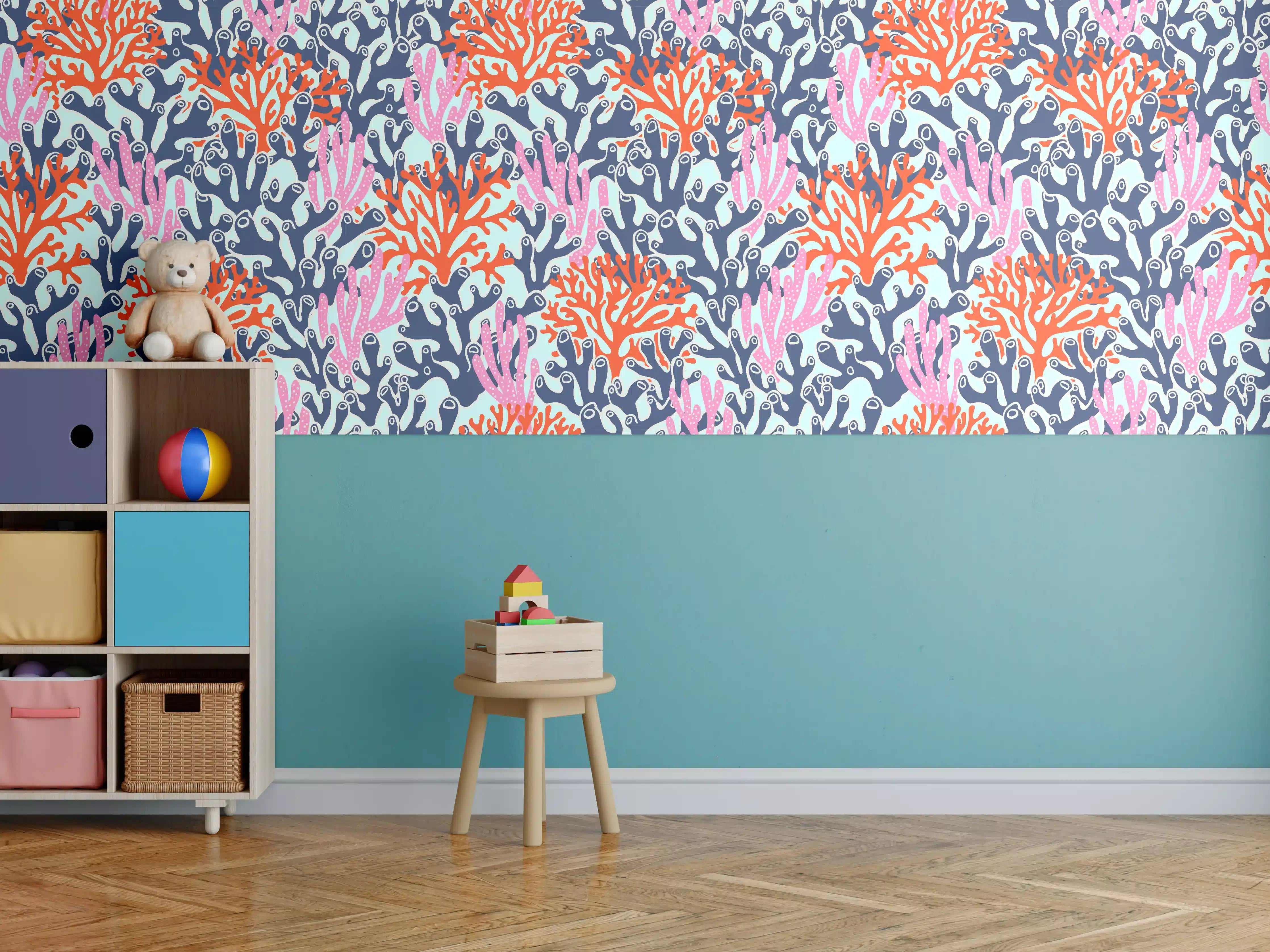 Kinderzimmer Wandgestaltung - Farbenfrohe Korallenriff-Details