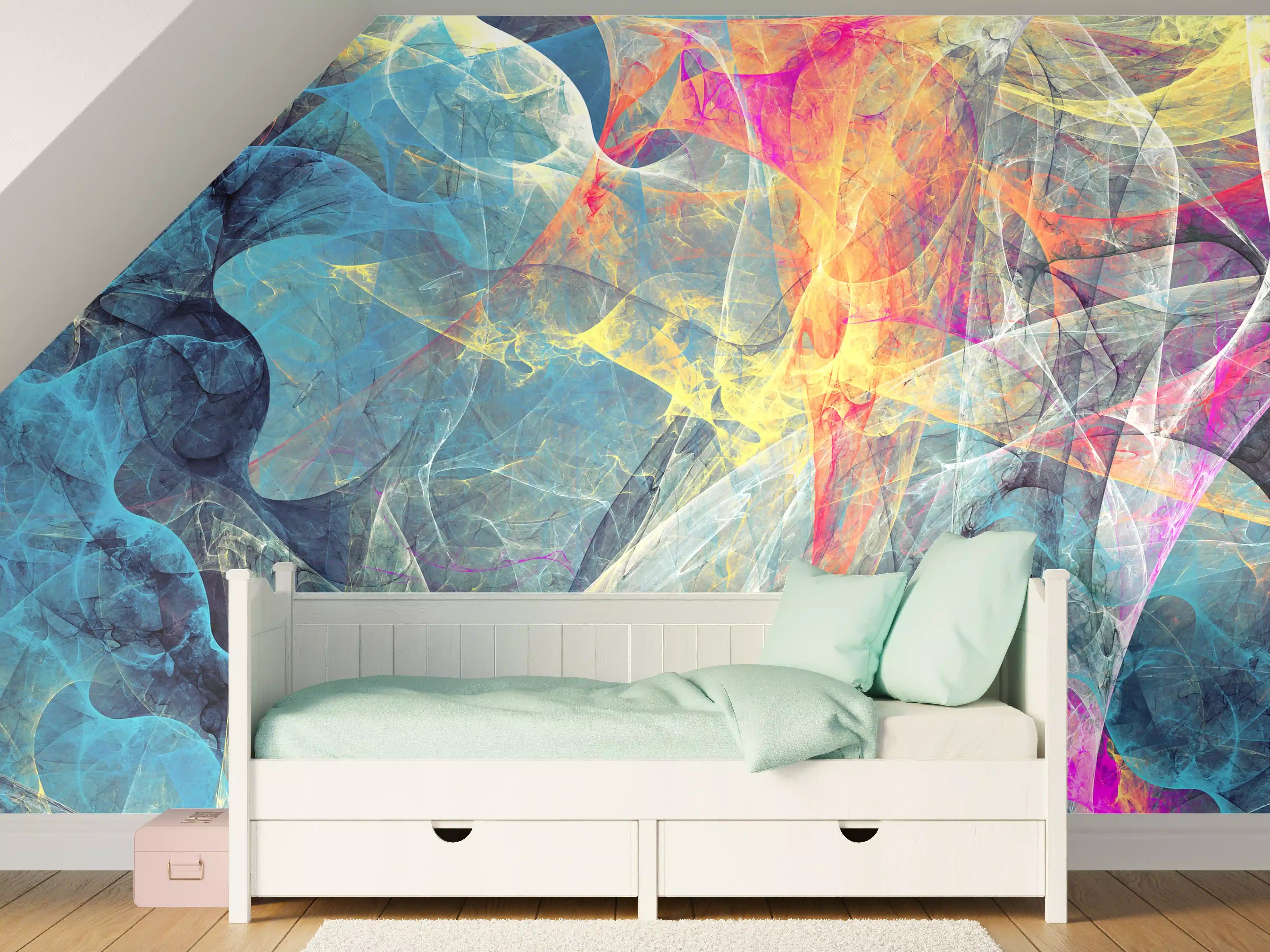 Kinderzimmer Wandgestaltung - Farbenfrohe abstrakte Kunst“,