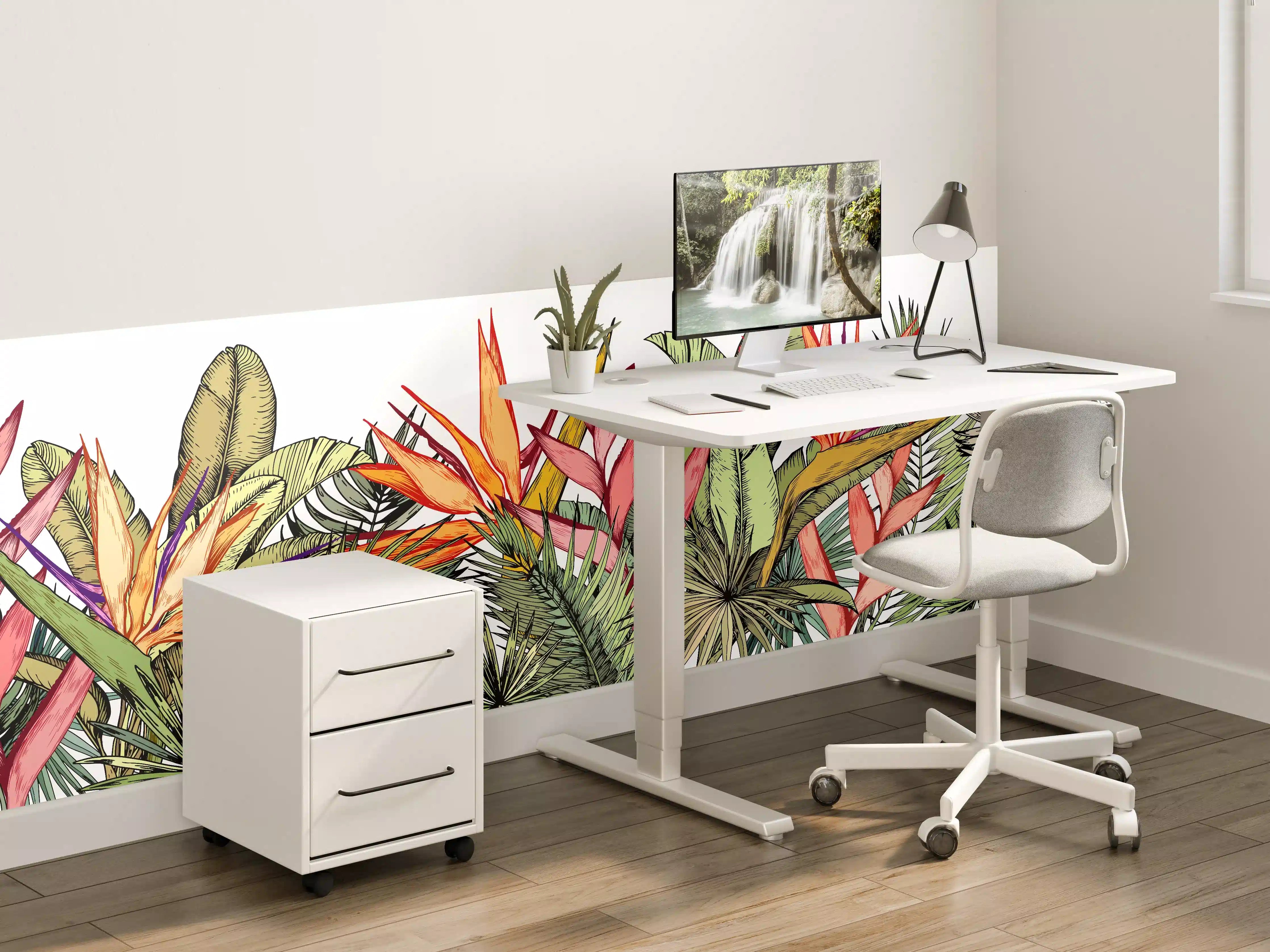 Kinderzimmer Wandgestaltung - Farbenfroher Pflanzen-Print