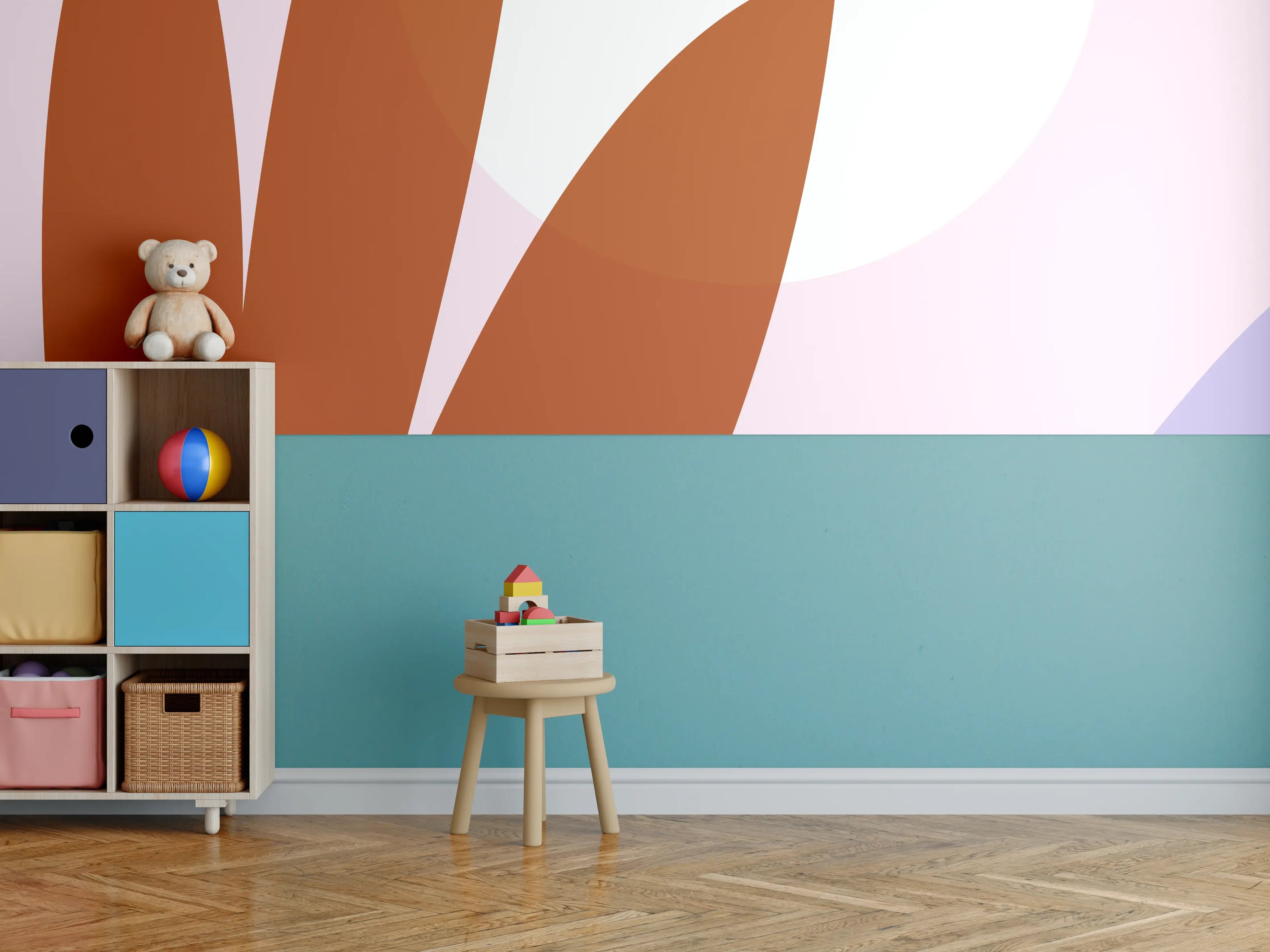 Kinderzimmer Wandgestaltung - Farbenfroher Sonnenaufgang Abstrakt