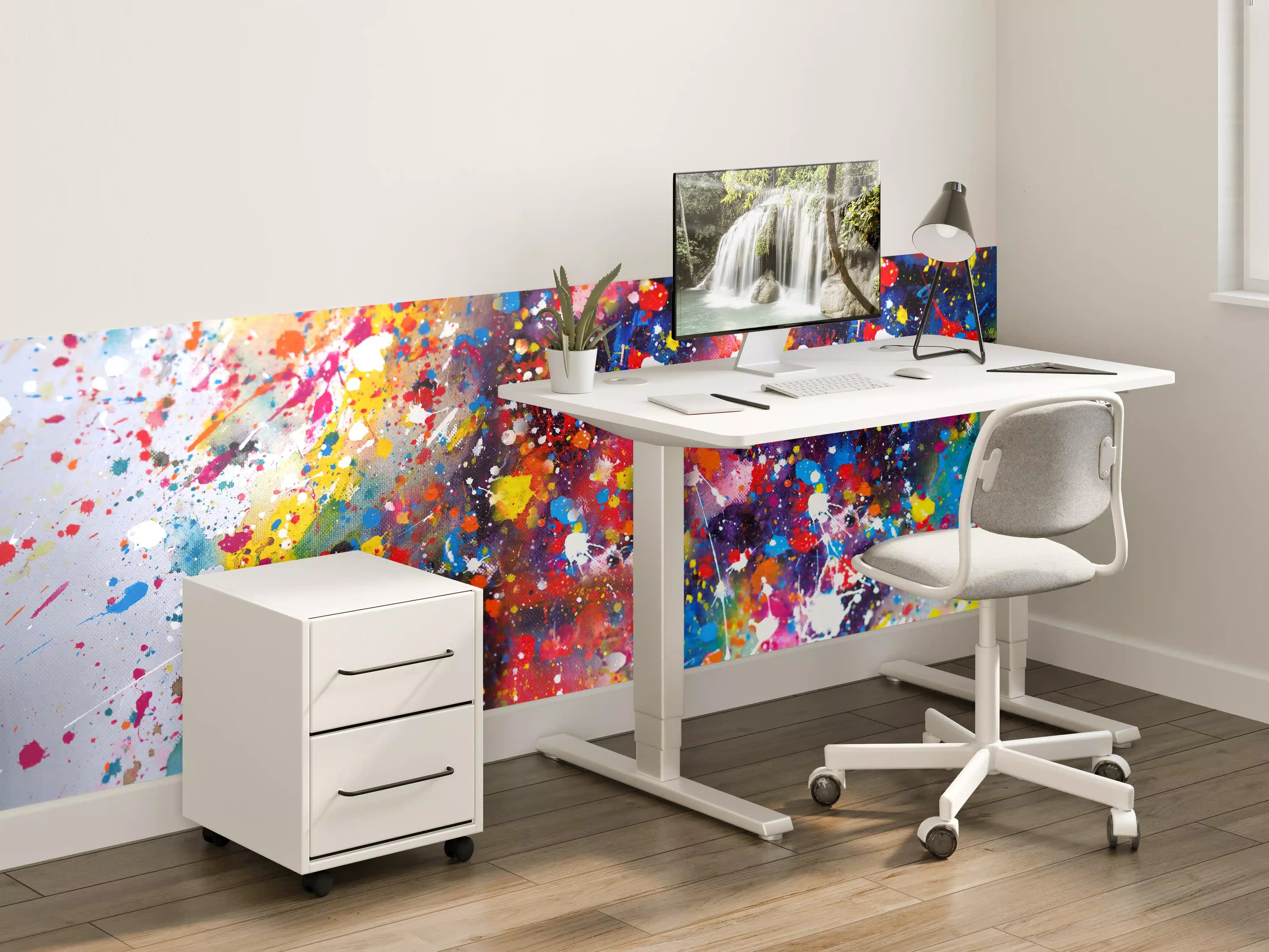 Kinderzimmer Wandgestaltung - Farbenfrohes Acryl-Splatterkunstwerk