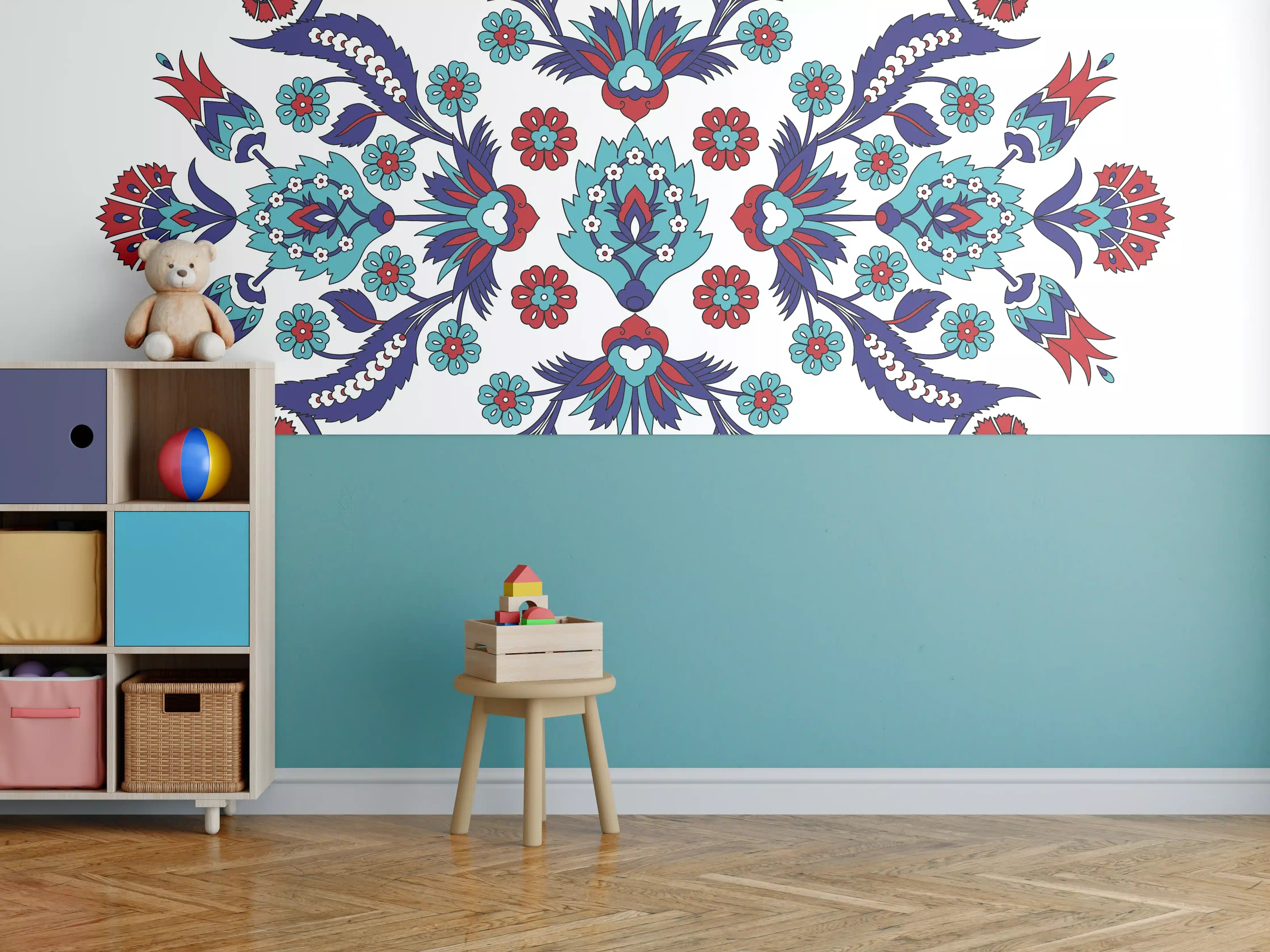 Kinderzimmer Wandgestaltung - Farbenprächtiges Blumen Mandala