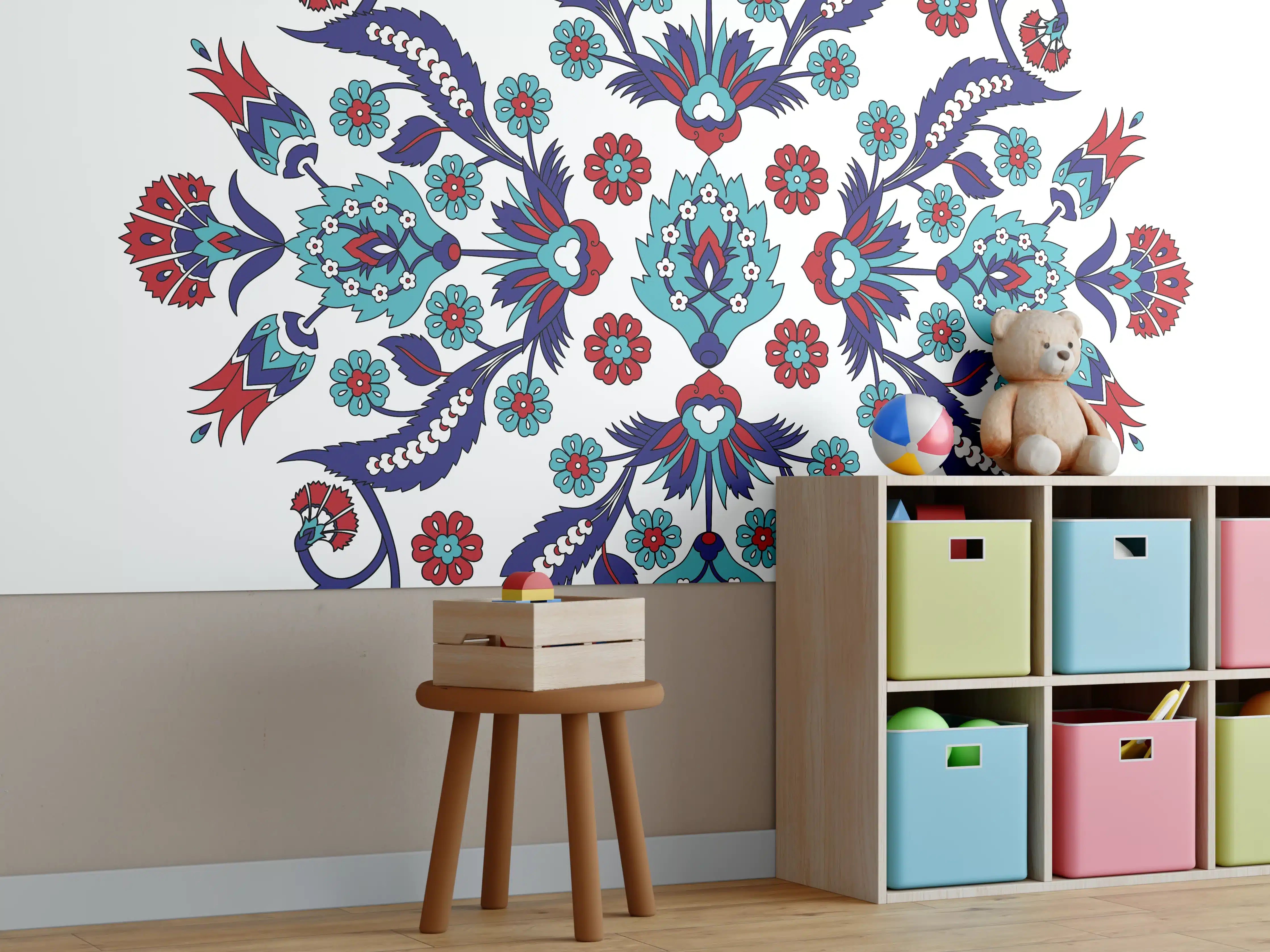 Kinderzimmer Wandgestaltung - Farbenprächtiges Blumen Mandala