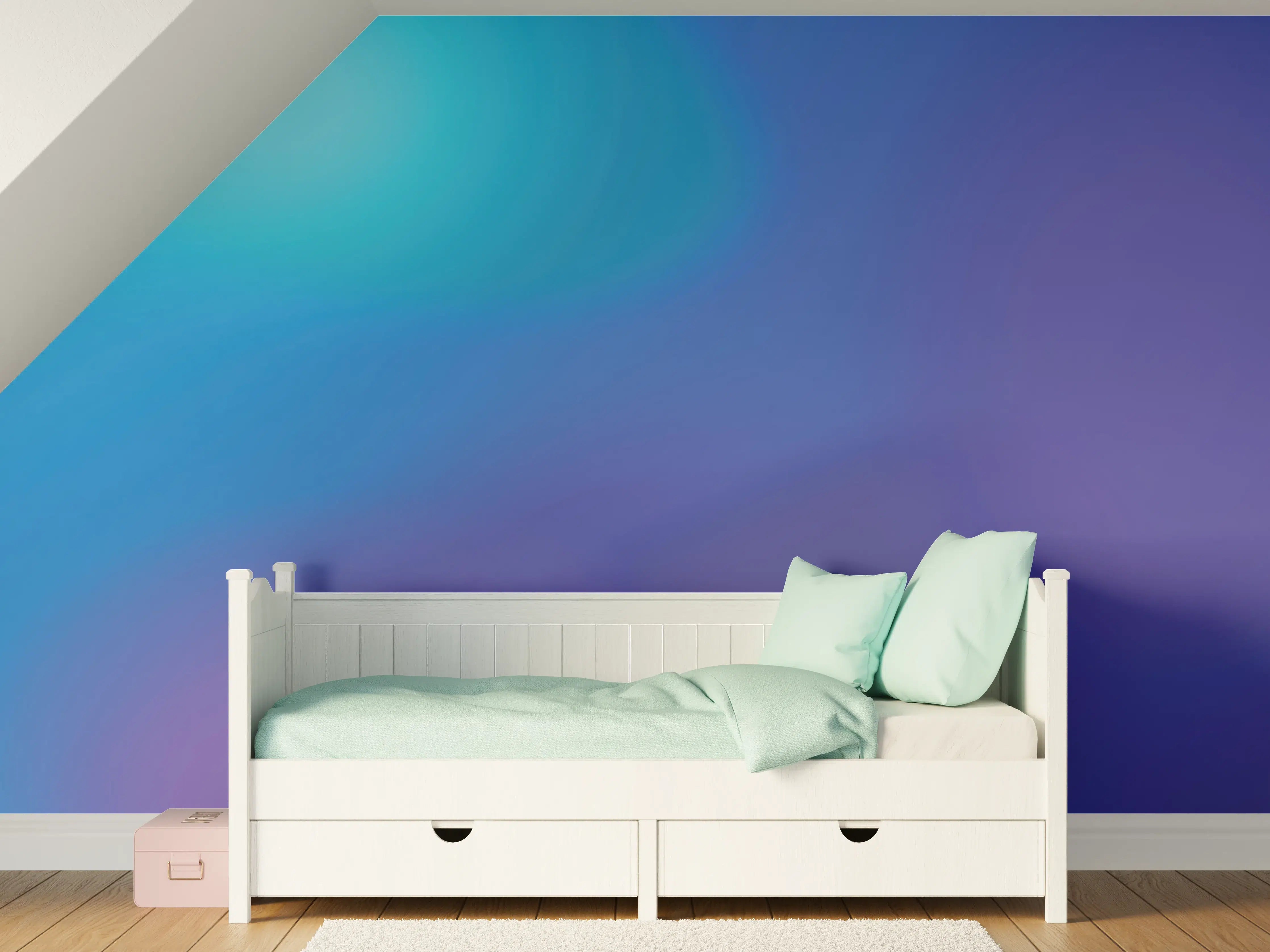 Kinderzimmer Wandgestaltung - Farbverlauf in Blau-Lila