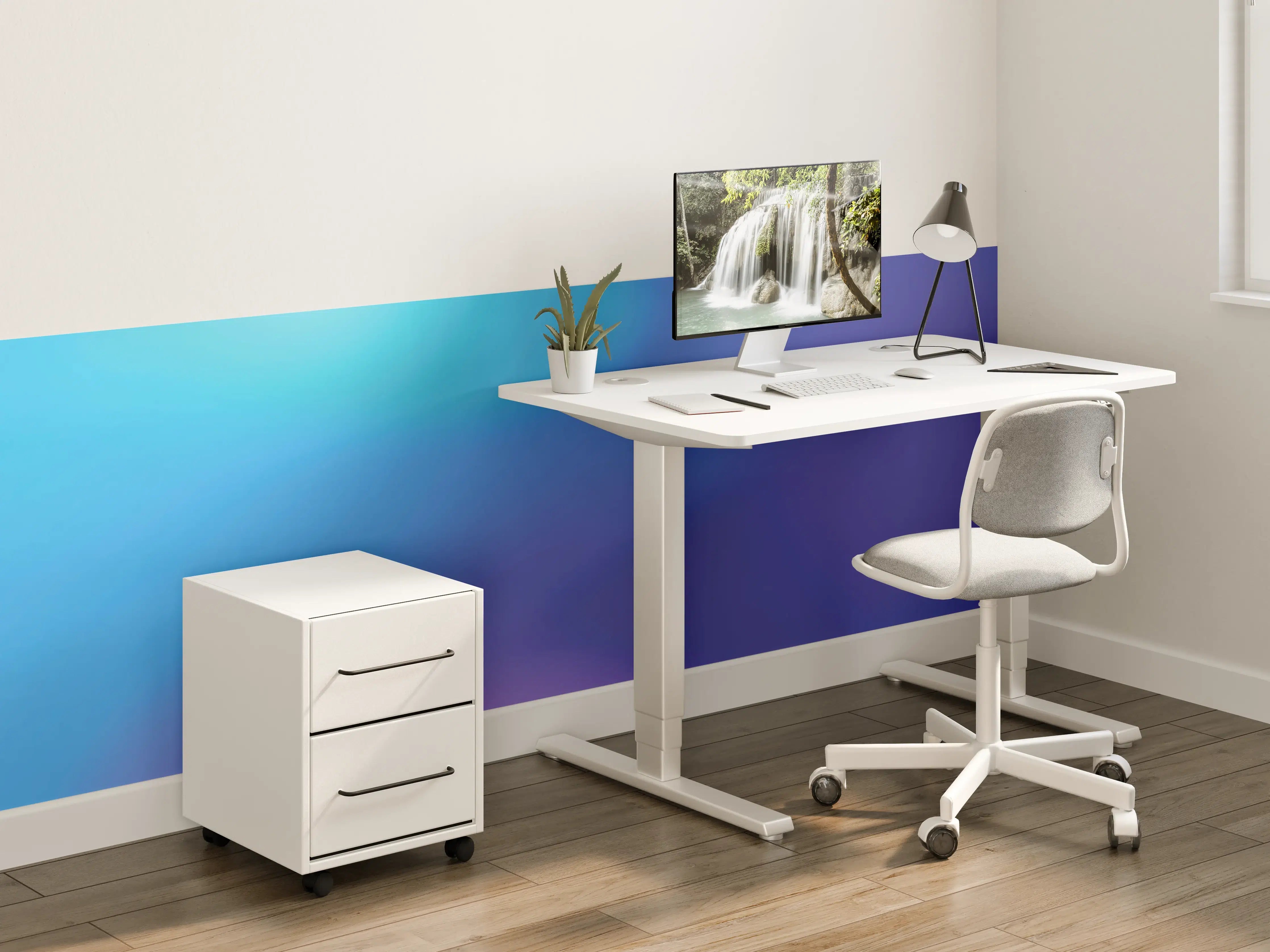 Kinderzimmer Wandgestaltung - Farbverlauf in Blau-Lila