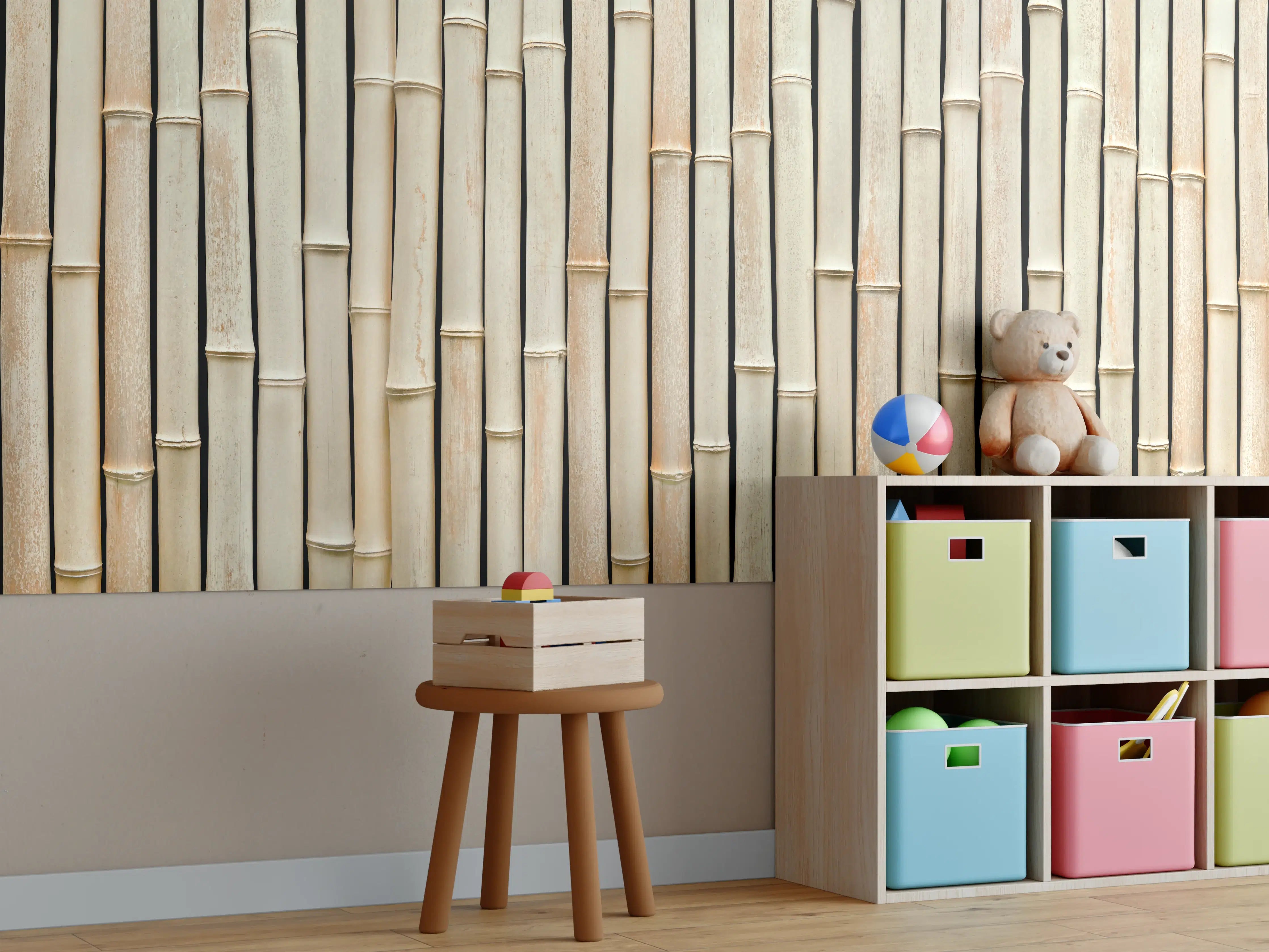 Kinderzimmer Wandgestaltung - Fassade aus schönem Bambus