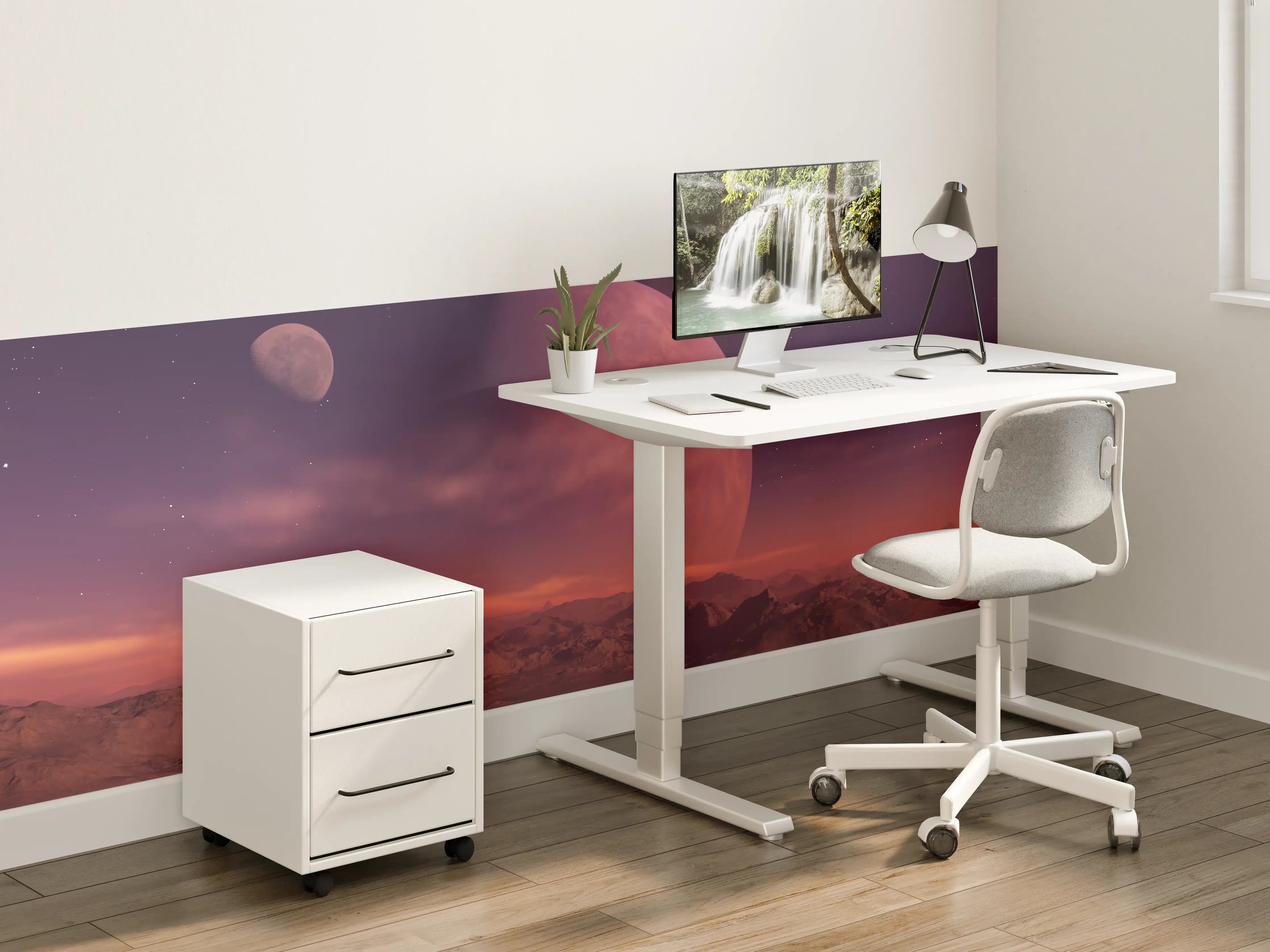 Kinderzimmer Wandgestaltung - Faszinierende Planetenkonstellation bei Sonnenuntergang