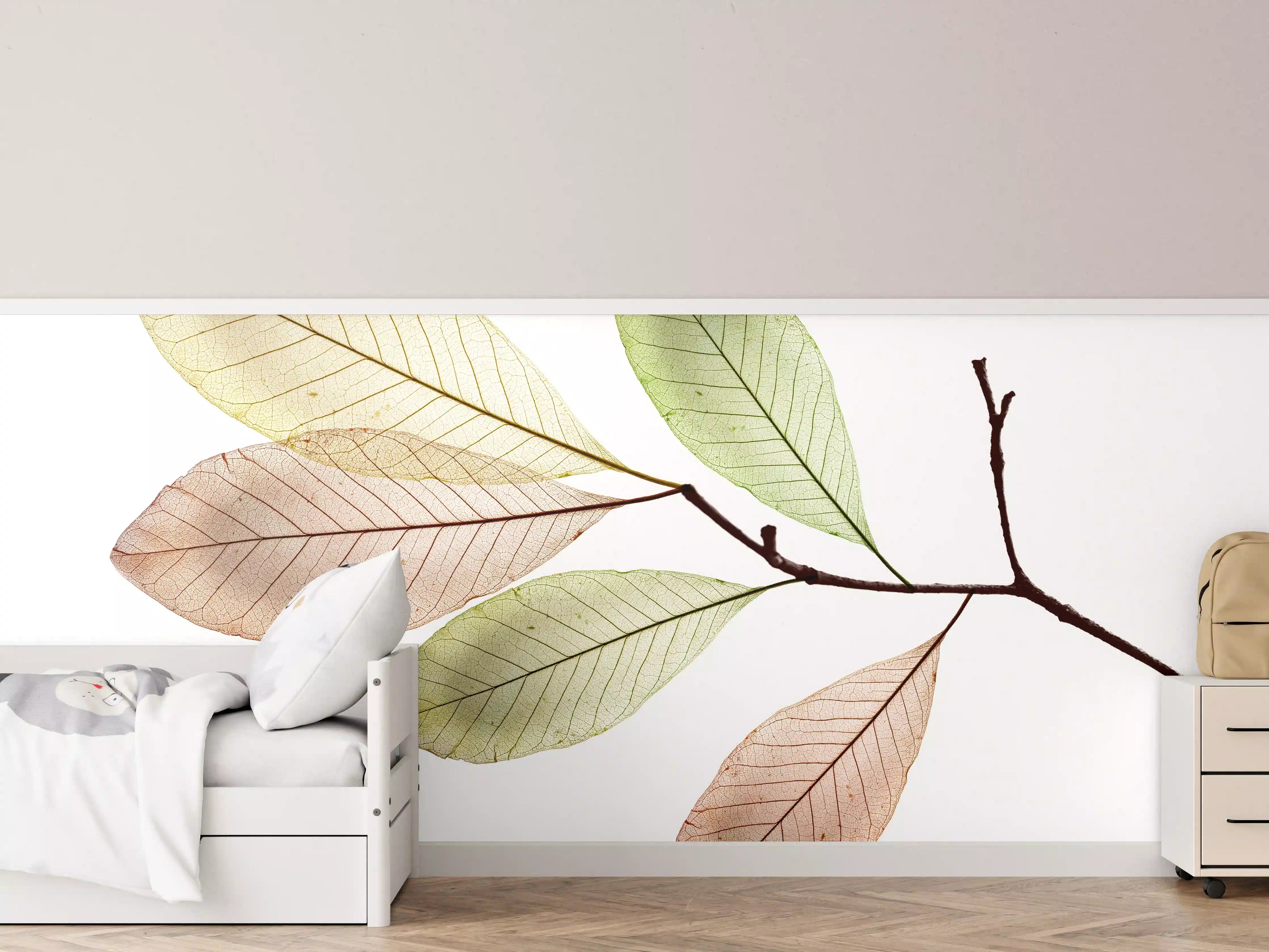Kinderzimmer Wandgestaltung - Fein-texturierte Blattadern Natur