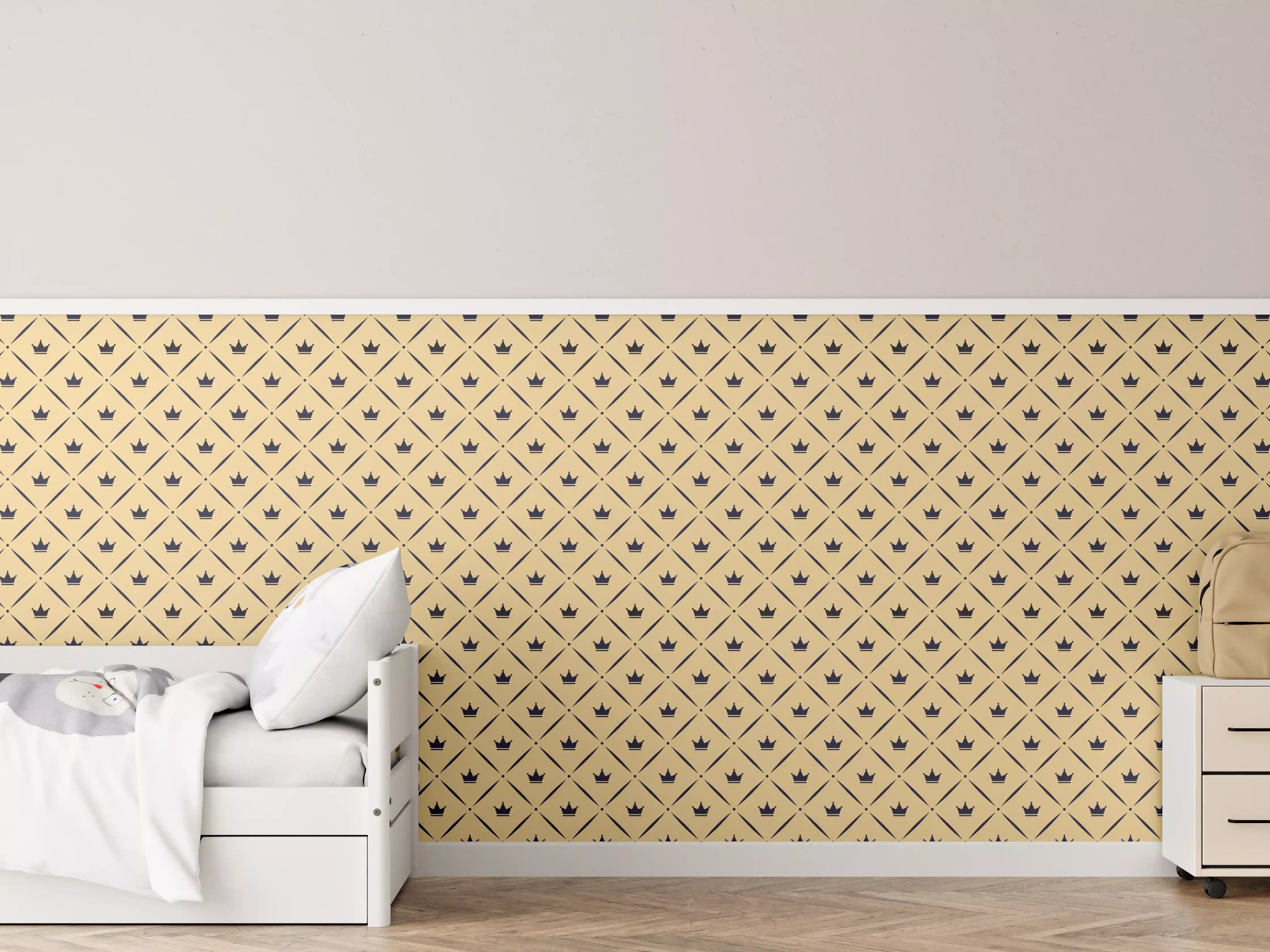 Kinderzimmer Wandgestaltung - Feines geometrisches Muster in Gold und Grautönen