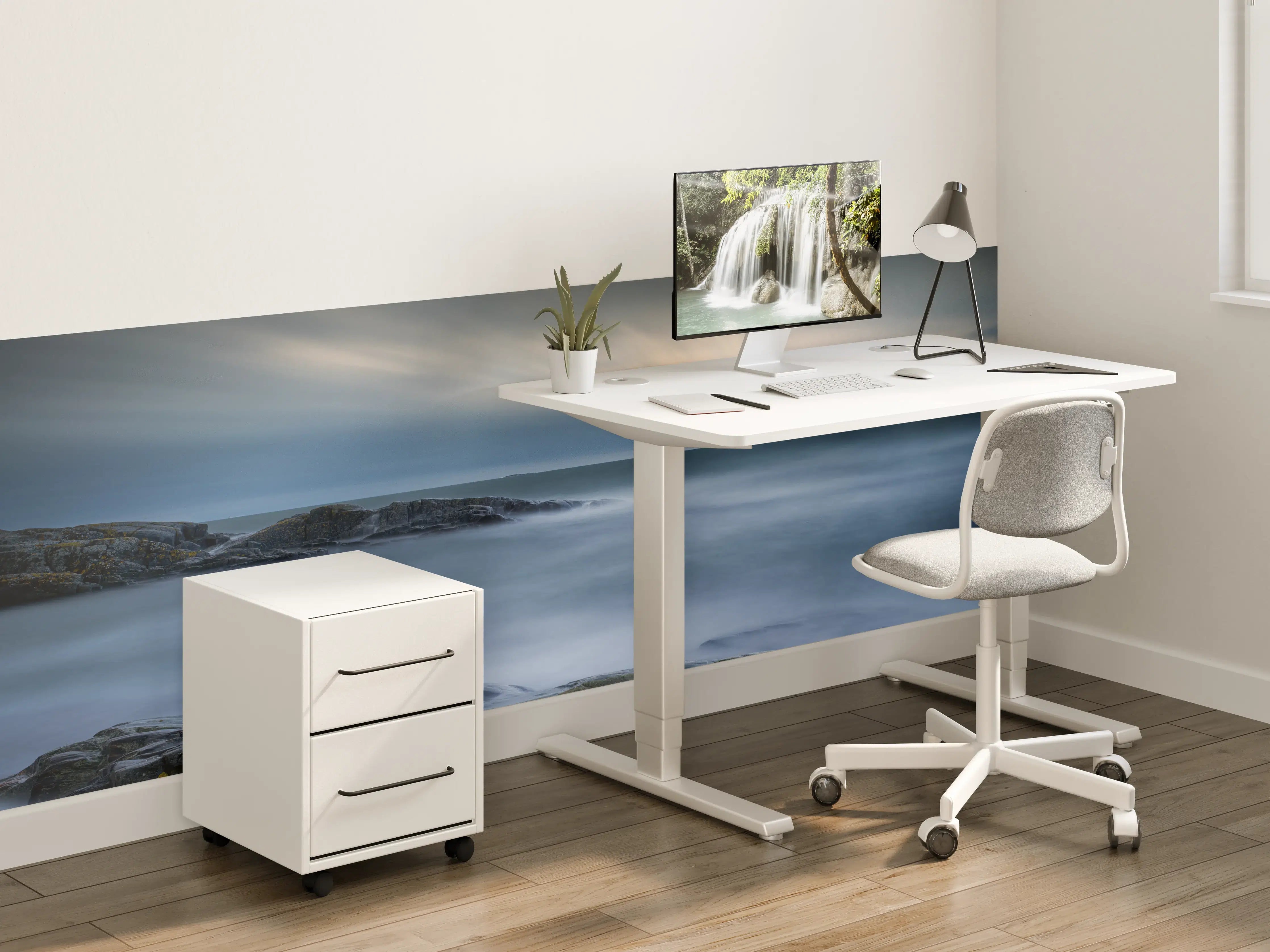 Kinderzimmer Wandgestaltung - Felsiger & Nebliger Strand auf mit schöner Meer Landschaft