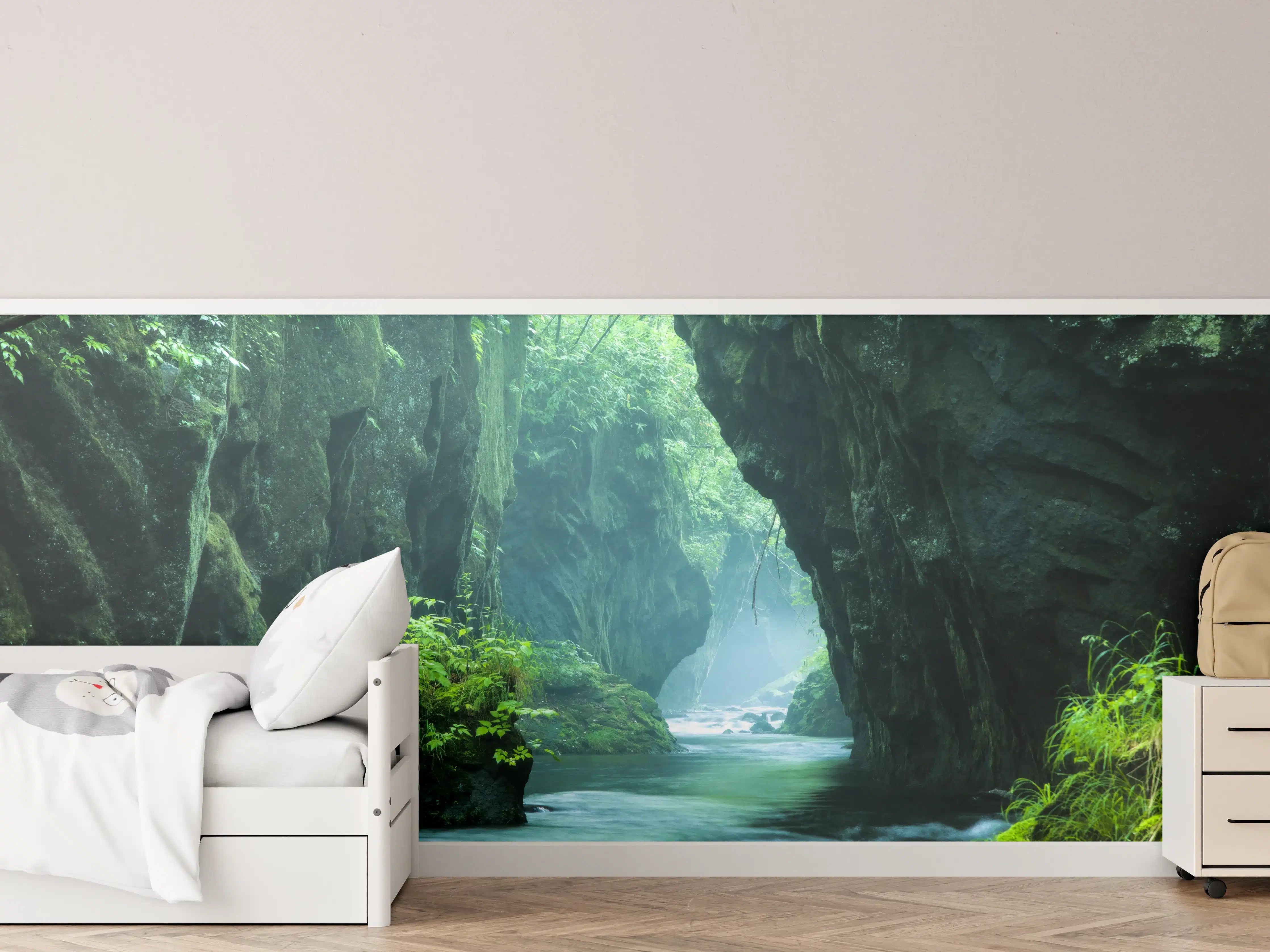 Kinderzimmer Wandgestaltung - Felsschlucht im Dschungel Hokkaidos