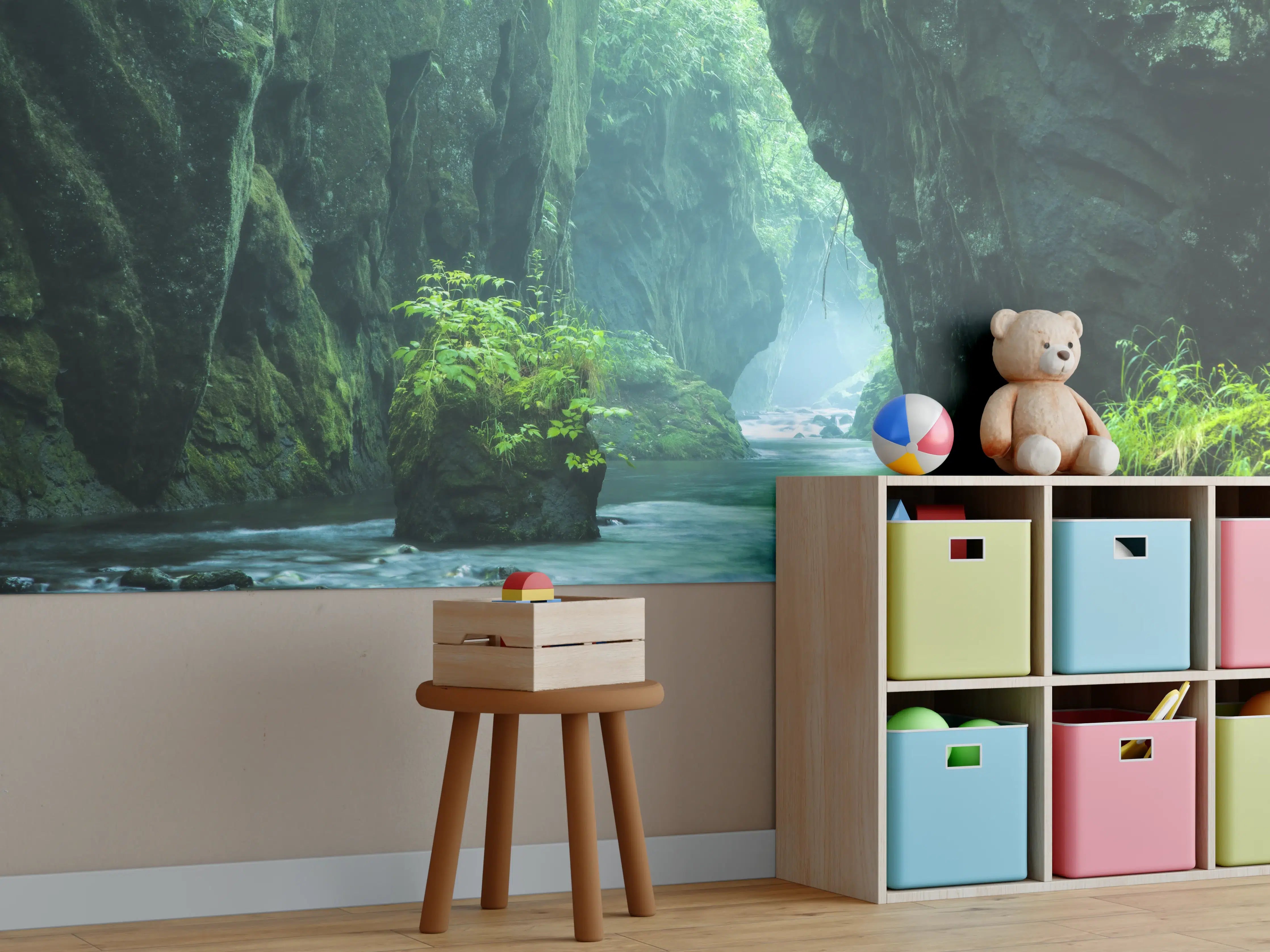 Kinderzimmer Wandgestaltung - Felsschlucht im Dschungel Hokkaidos