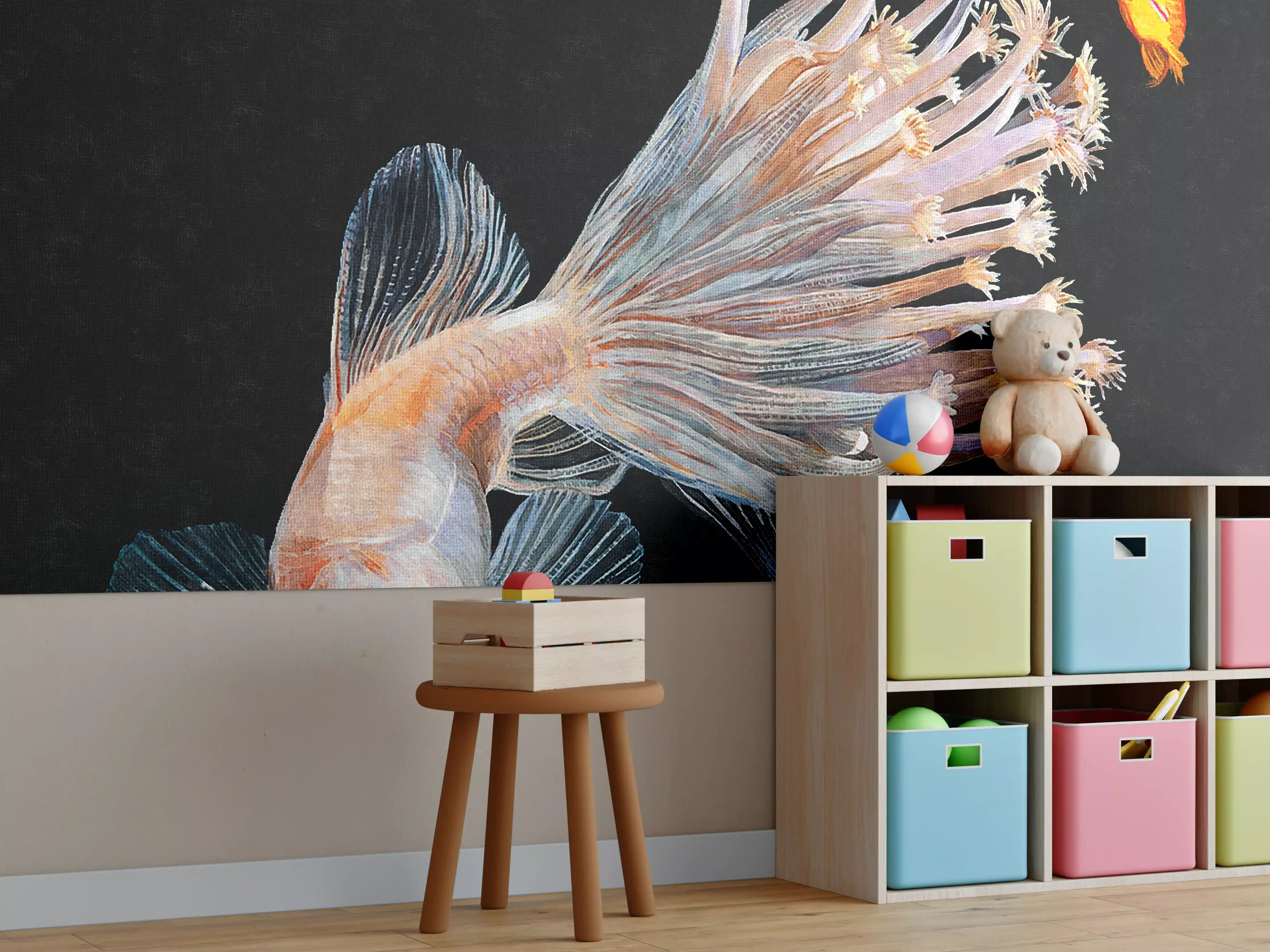 Kinderzimmer Wandgestaltung - Fisch verschmolzen mit Korallen