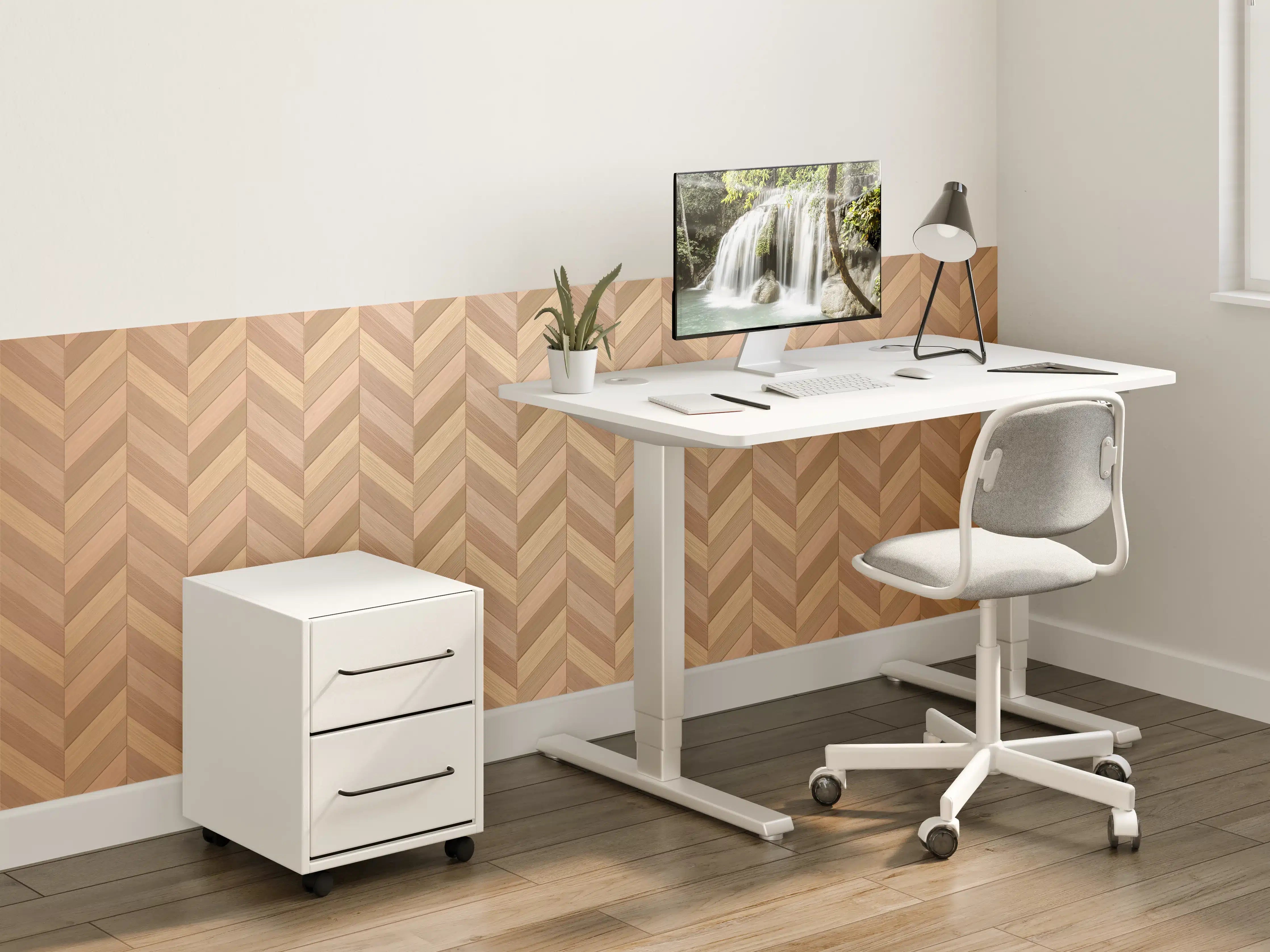 Kinderzimmer Wandgestaltung - Fischgrät Parkett Braun