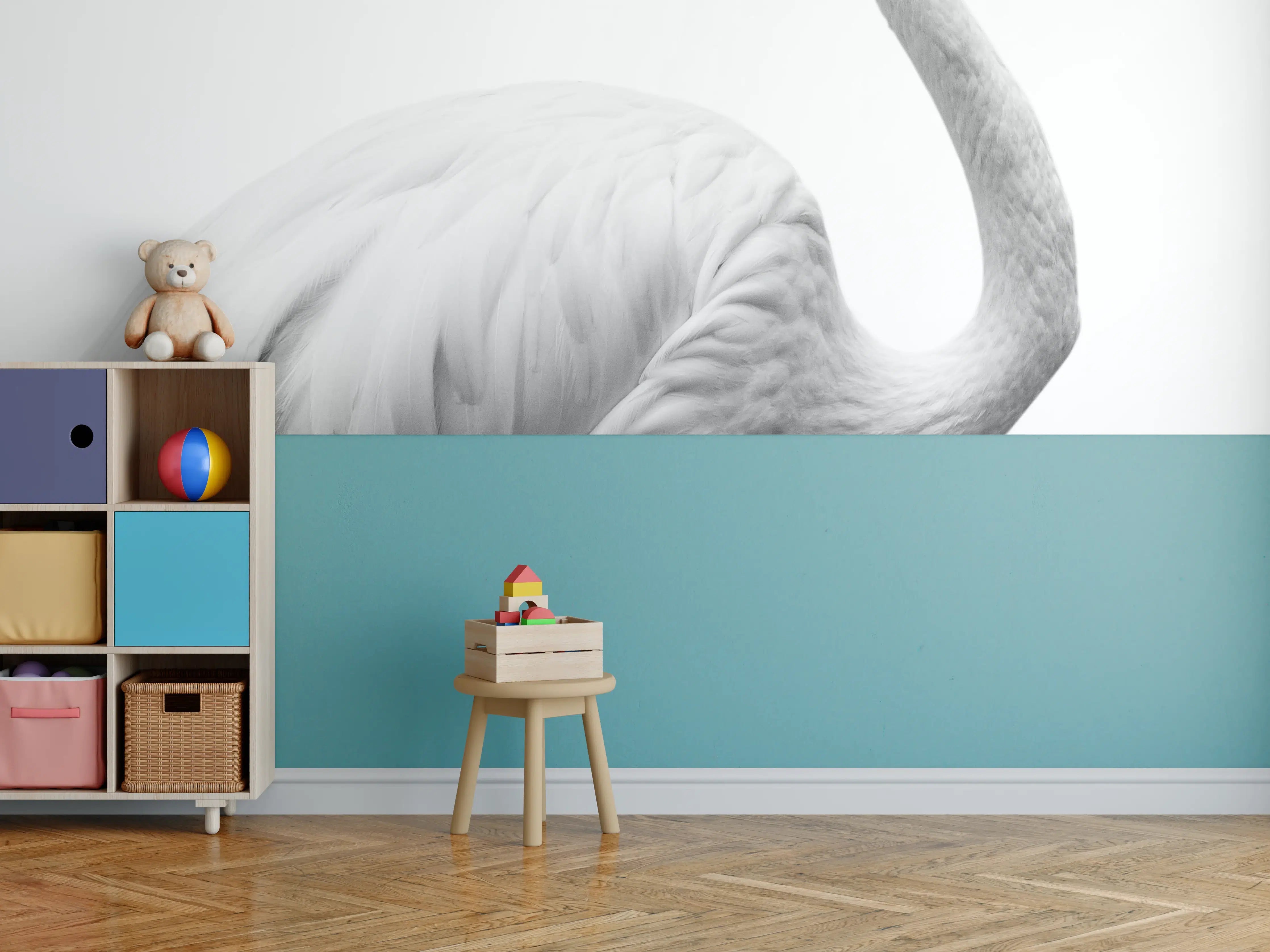 Kinderzimmer Wandgestaltung - Flamingo - schwarz-weiß