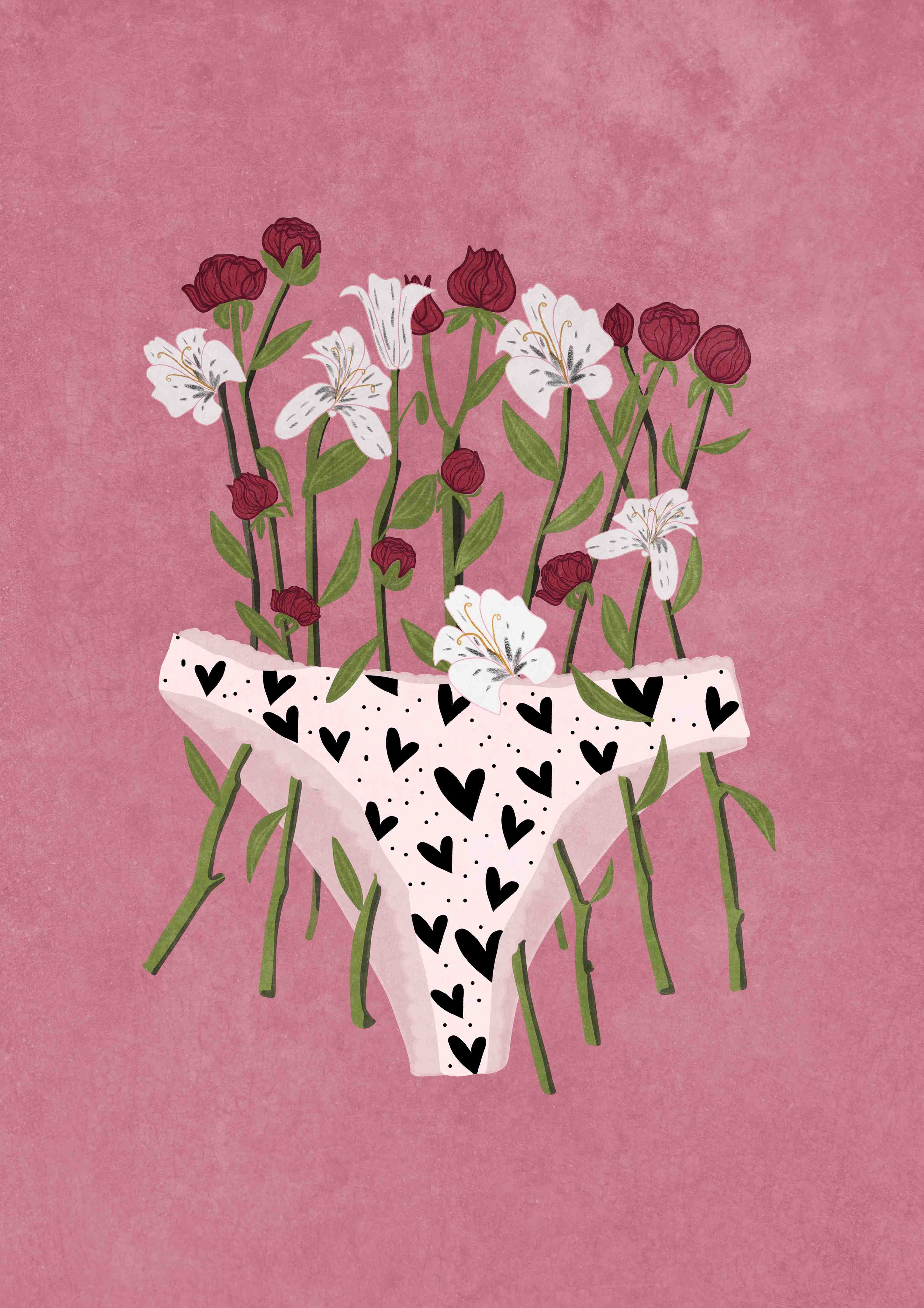 Kinderzimmer Wandgestaltung-Floral-Heart Lingerie Illustration
