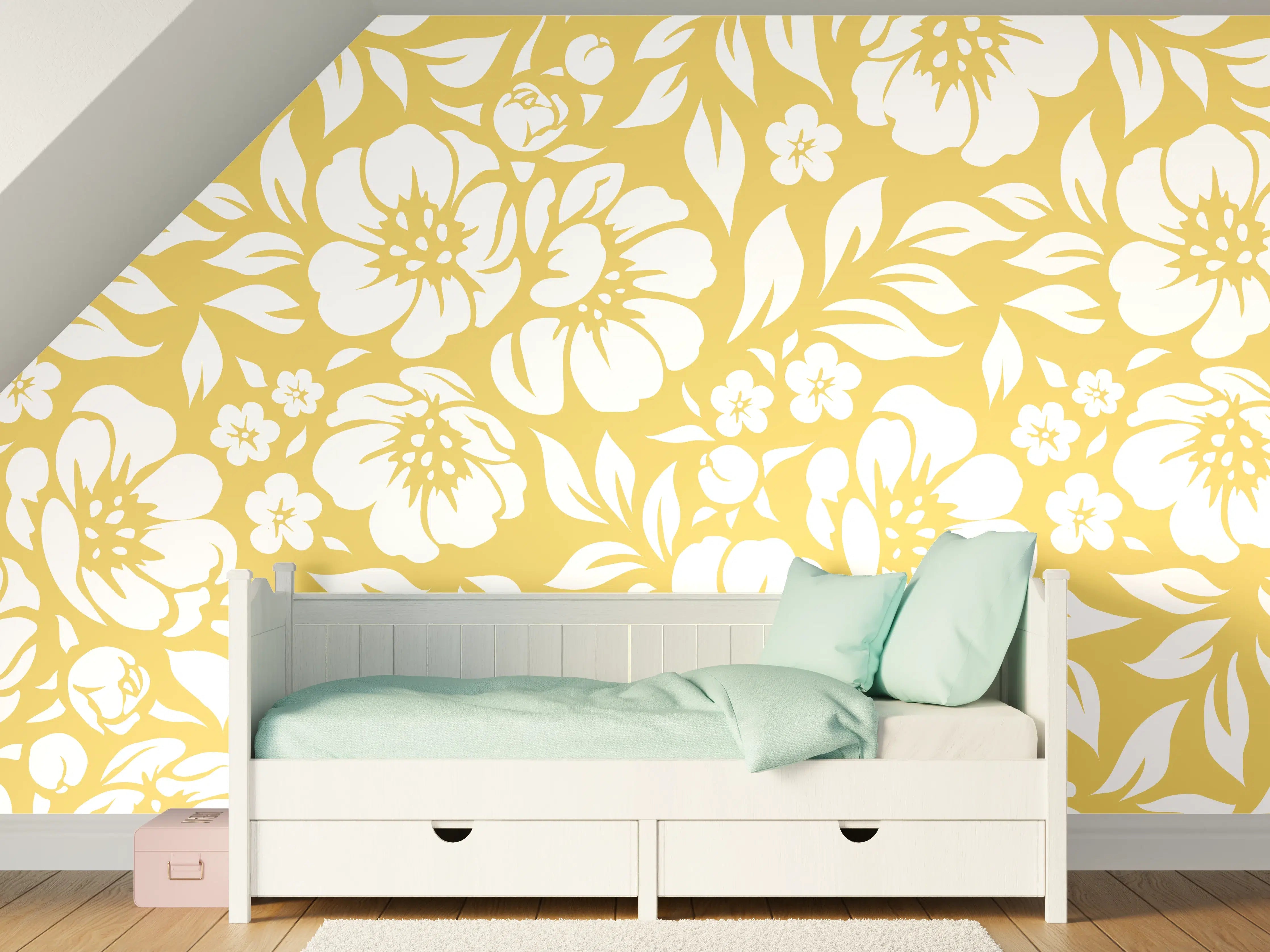 Kinderzimmer Wandgestaltung - Florale Gold-Details für elegante Räume