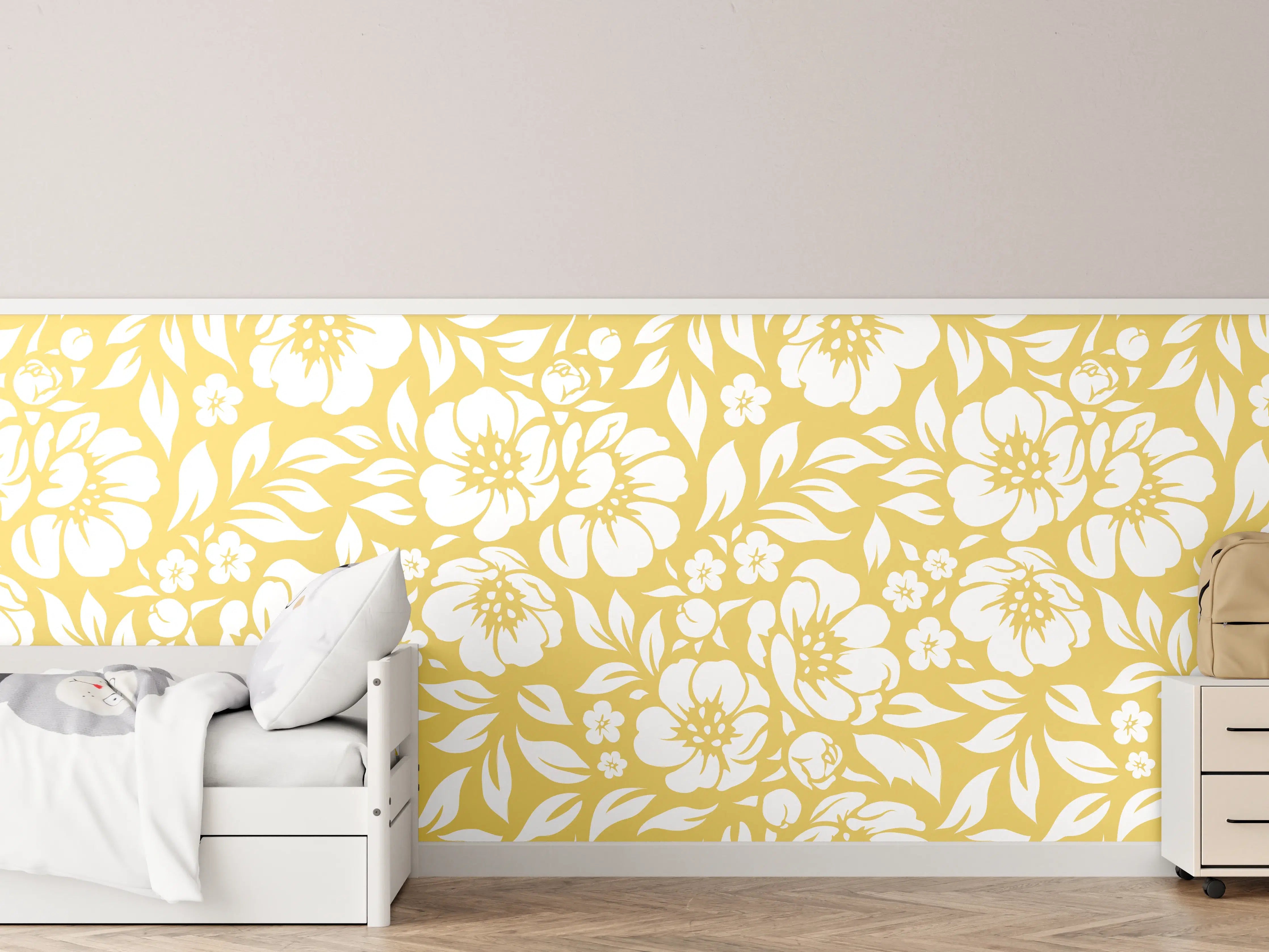 Kinderzimmer Wandgestaltung - Florale Gold-Details für elegante Räume