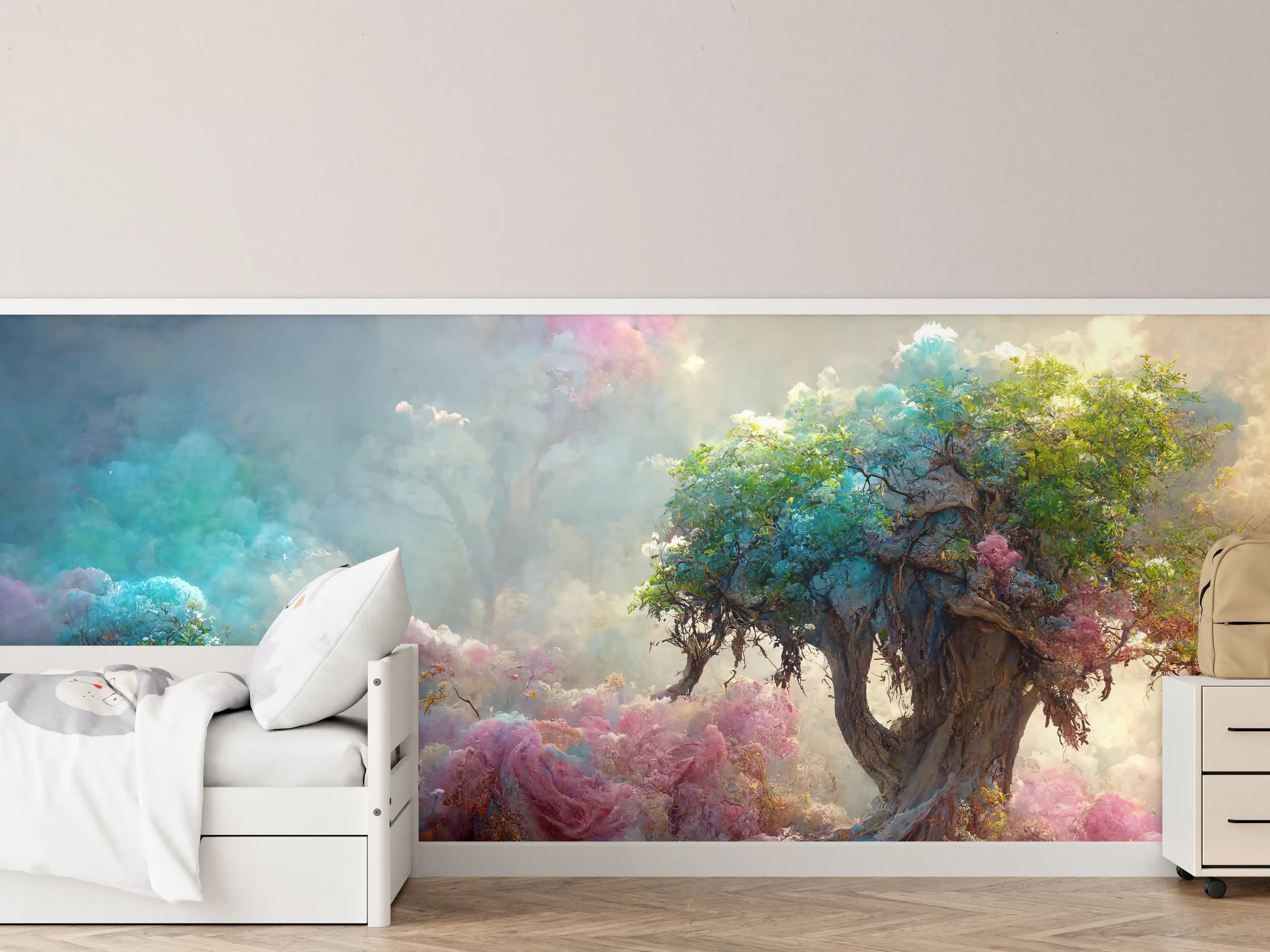 Kinderzimmer Wandgestaltung - Florale Märchenlandschaft