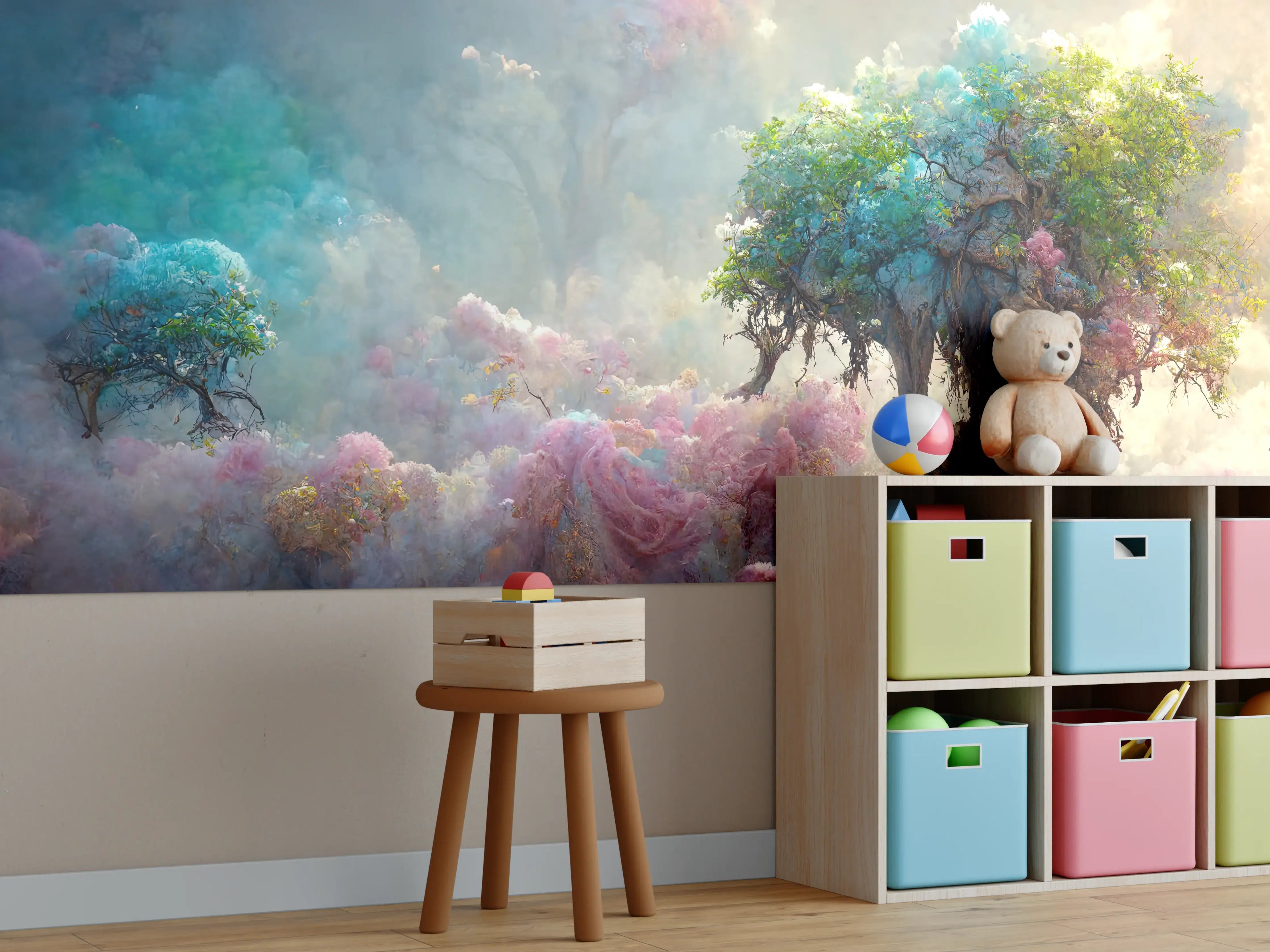 Kinderzimmer Wandgestaltung - Florale Märchenlandschaft