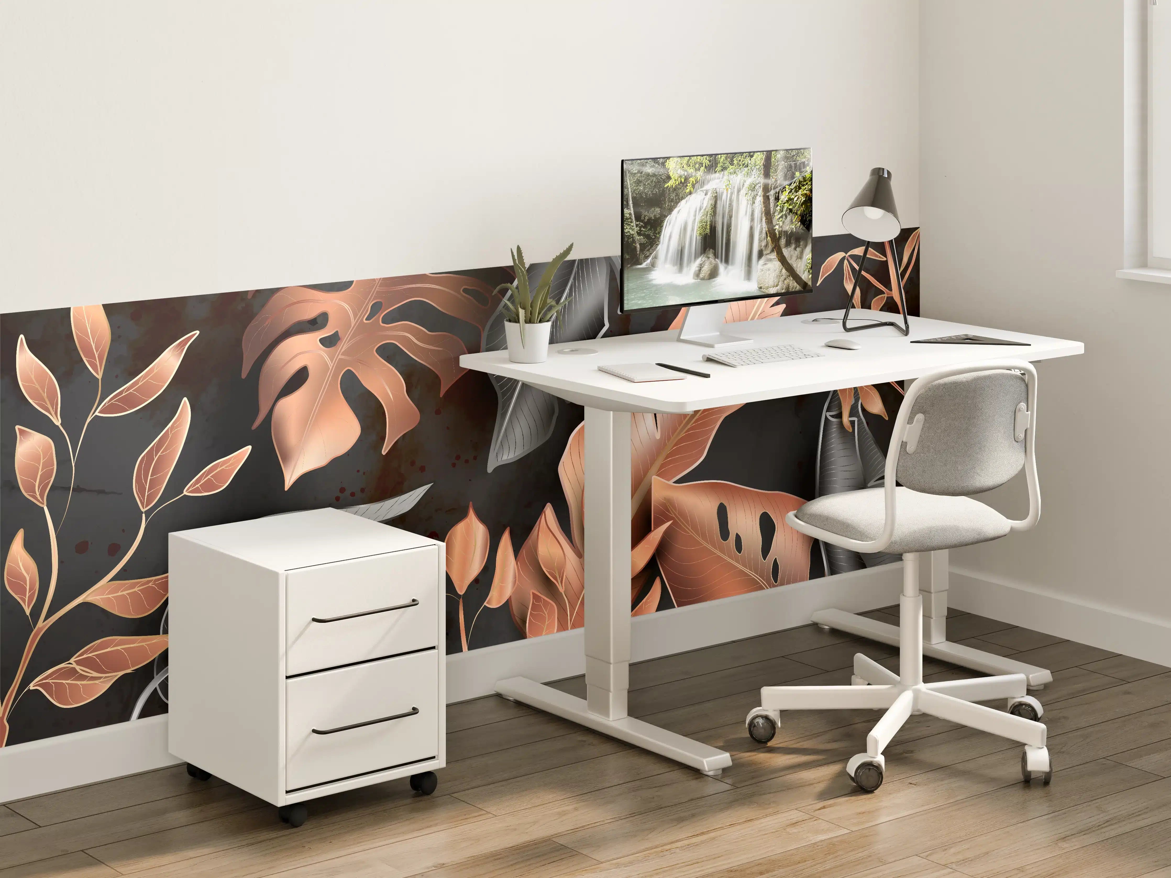 Kinderzimmer Wandgestaltung - Florale Muster Schwarz Kupfer