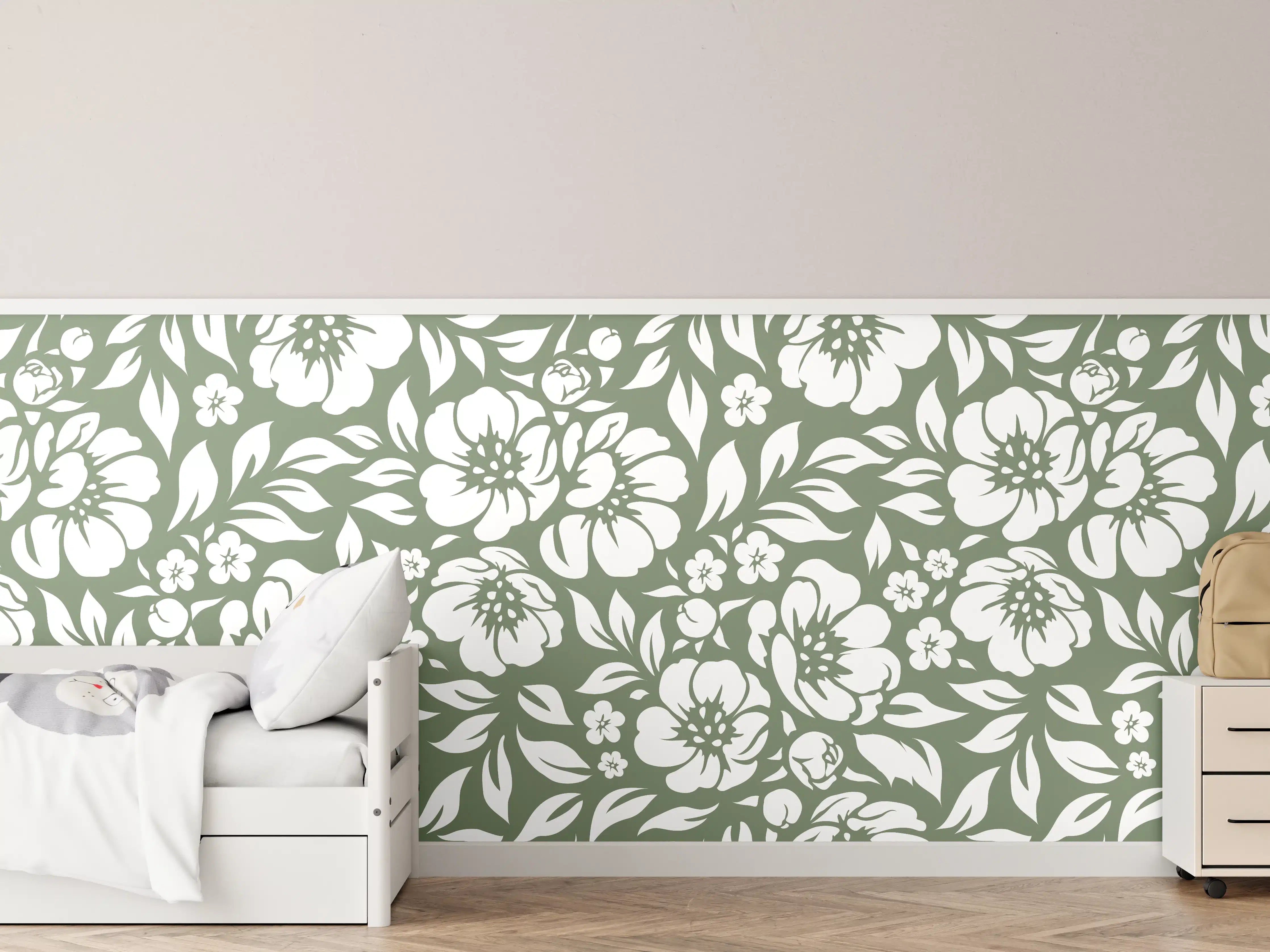 Kinderzimmer Wandgestaltung - Florale Oliven-Design-Textur