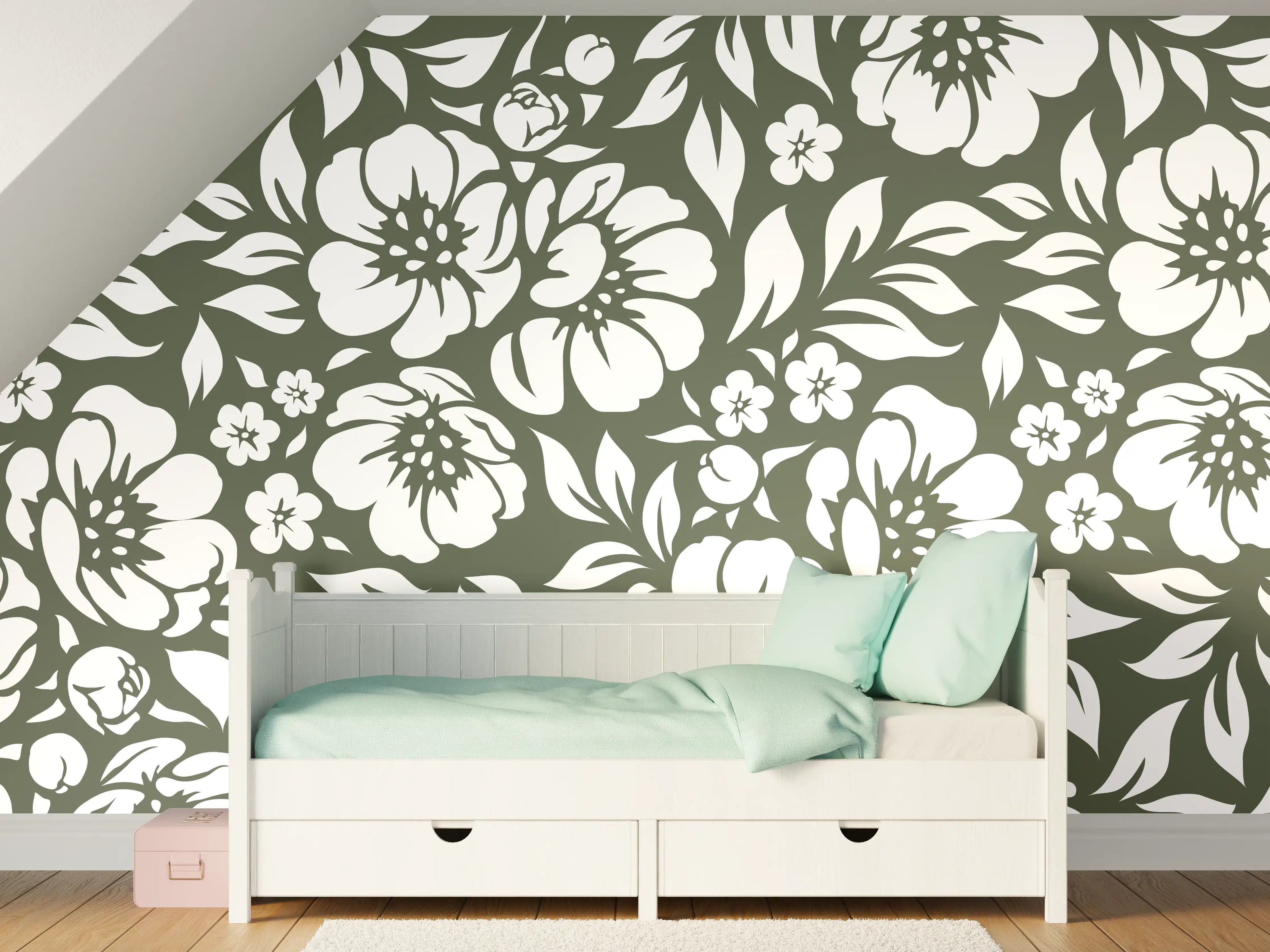 Kinderzimmer Wandgestaltung - Florale Wanddekoration