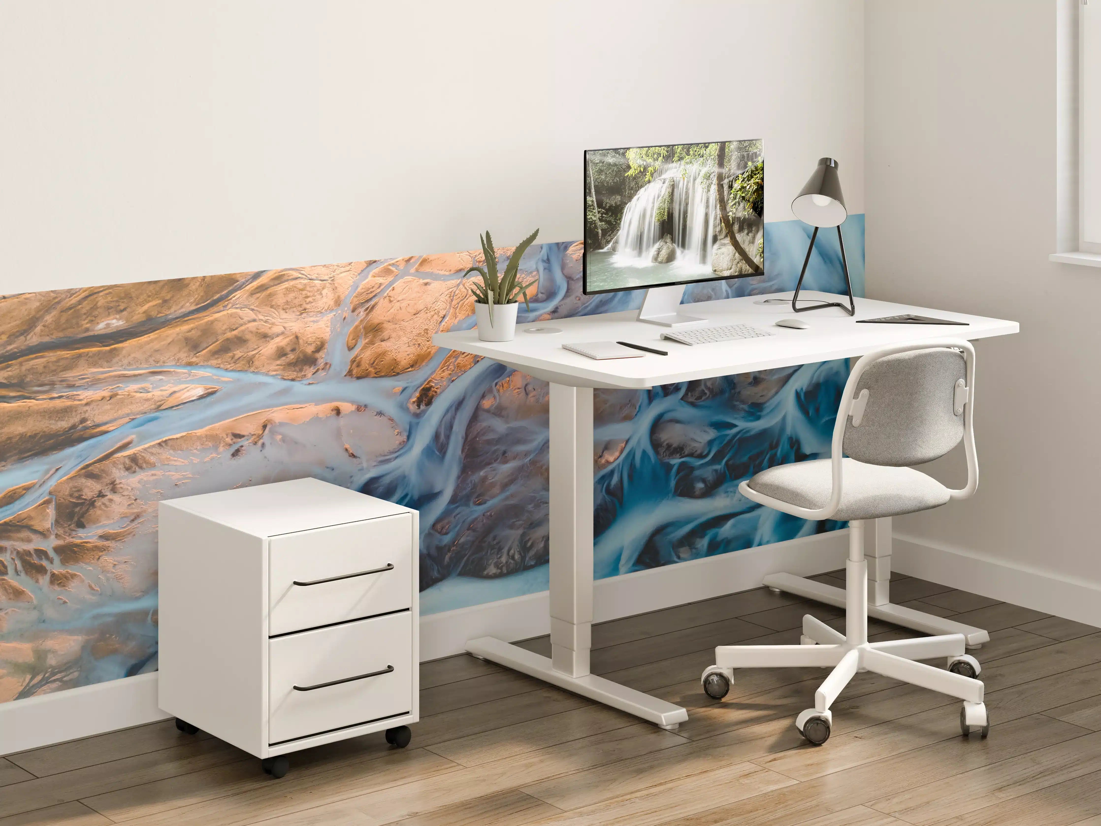 Kinderzimmer Wandgestaltung - Florale Wasserwelt in Blau