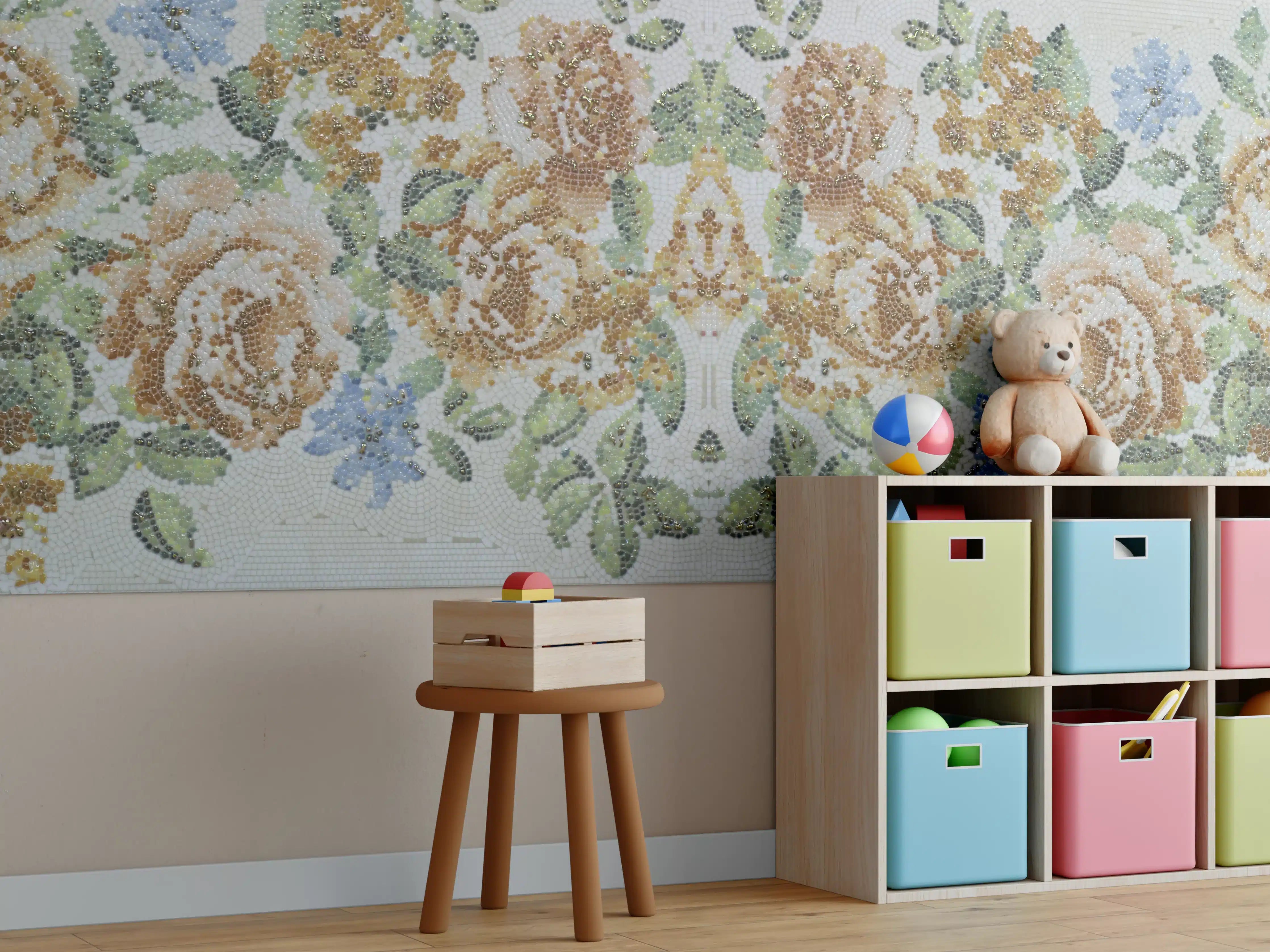 Kinderzimmer Wandgestaltung - Florales Muster Design Textur