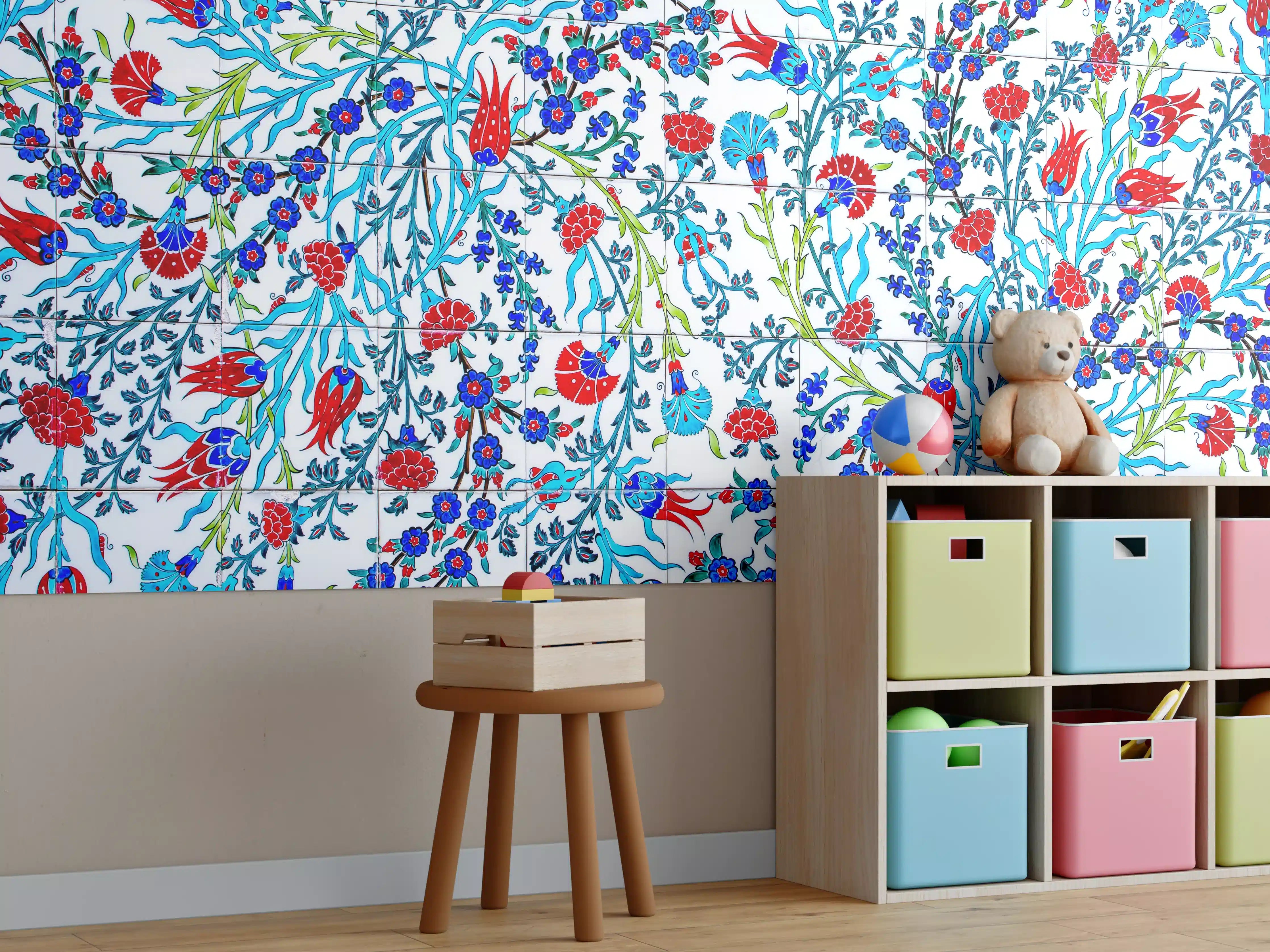 Kinderzimmer Wandgestaltung - Florales Muster Türkische Wandfliese
