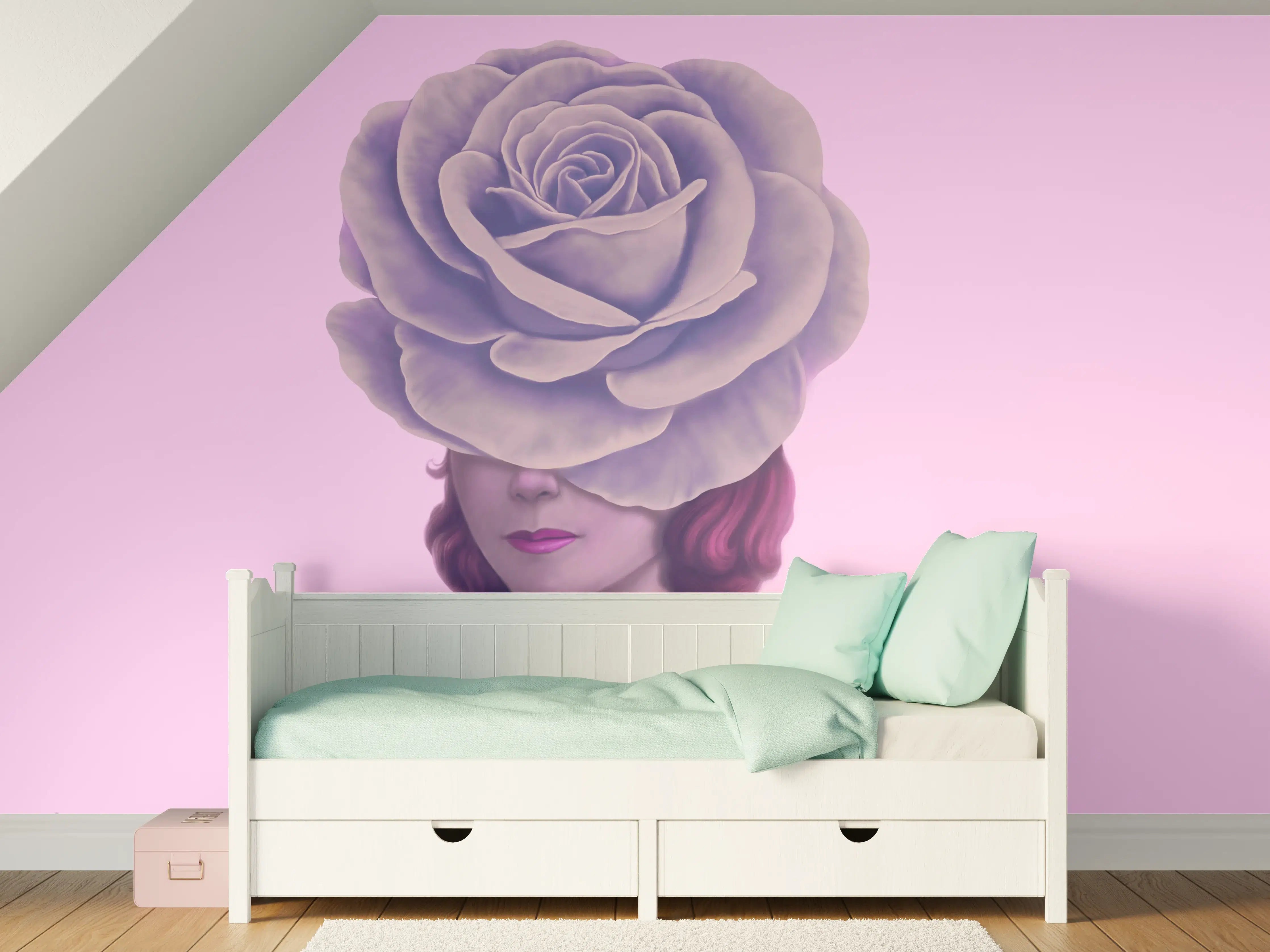 Kinderzimmer Wandgestaltung - Florales Portrait - 3D Darstellung