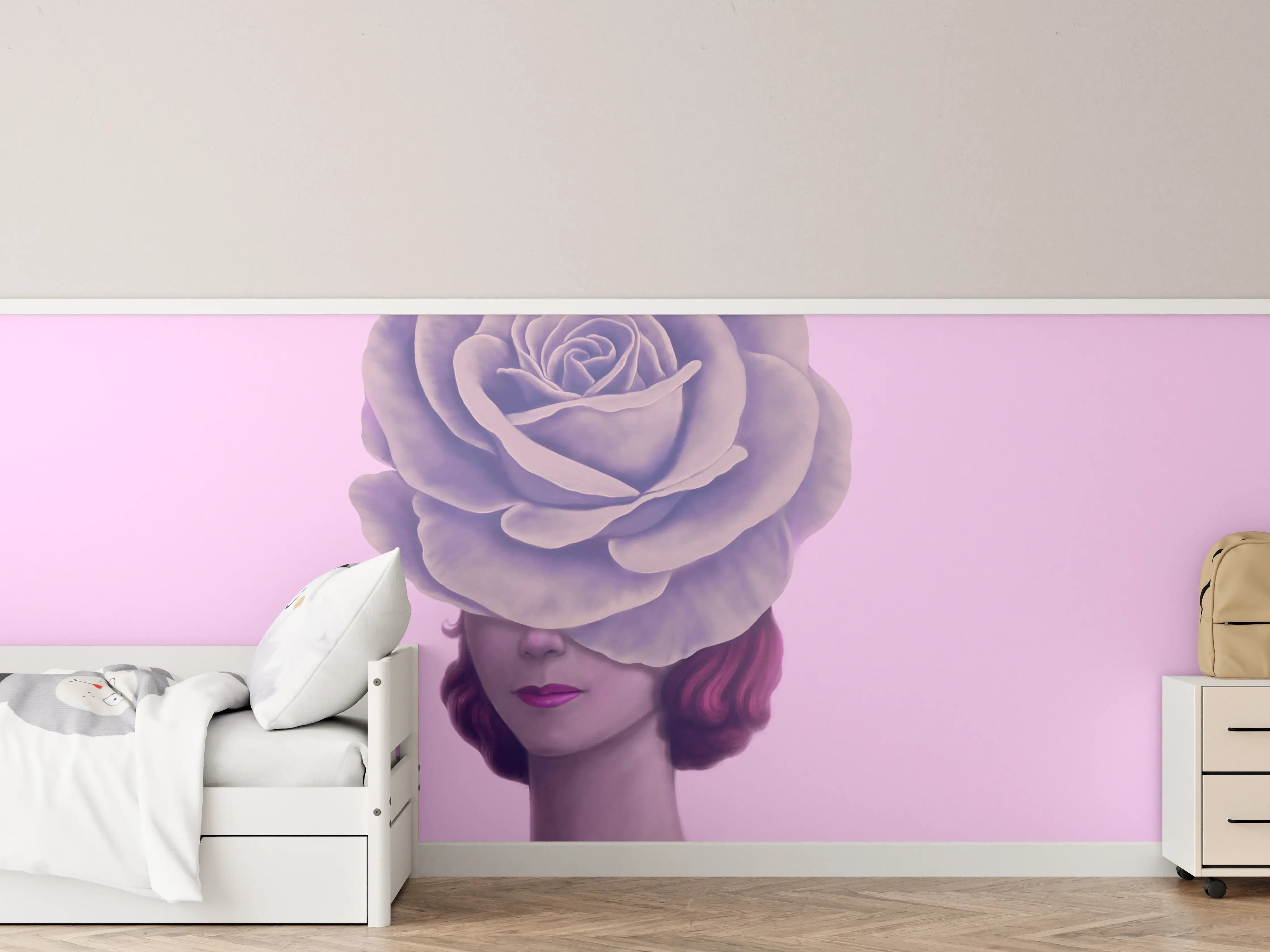Kinderzimmer Wandgestaltung - Florales Portrait - 3D Darstellung