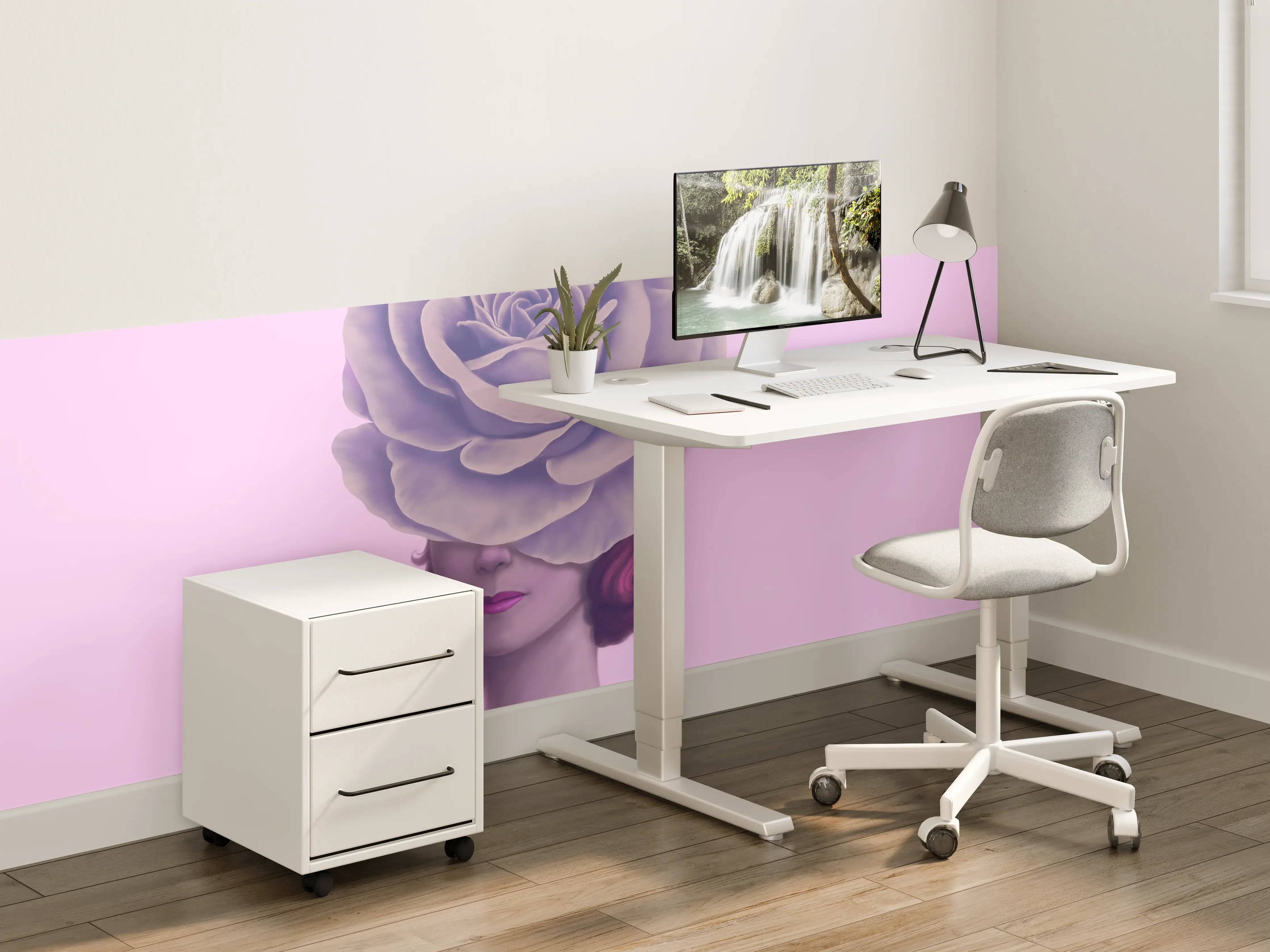 Kinderzimmer Wandgestaltung - Florales Portrait - 3D Darstellung