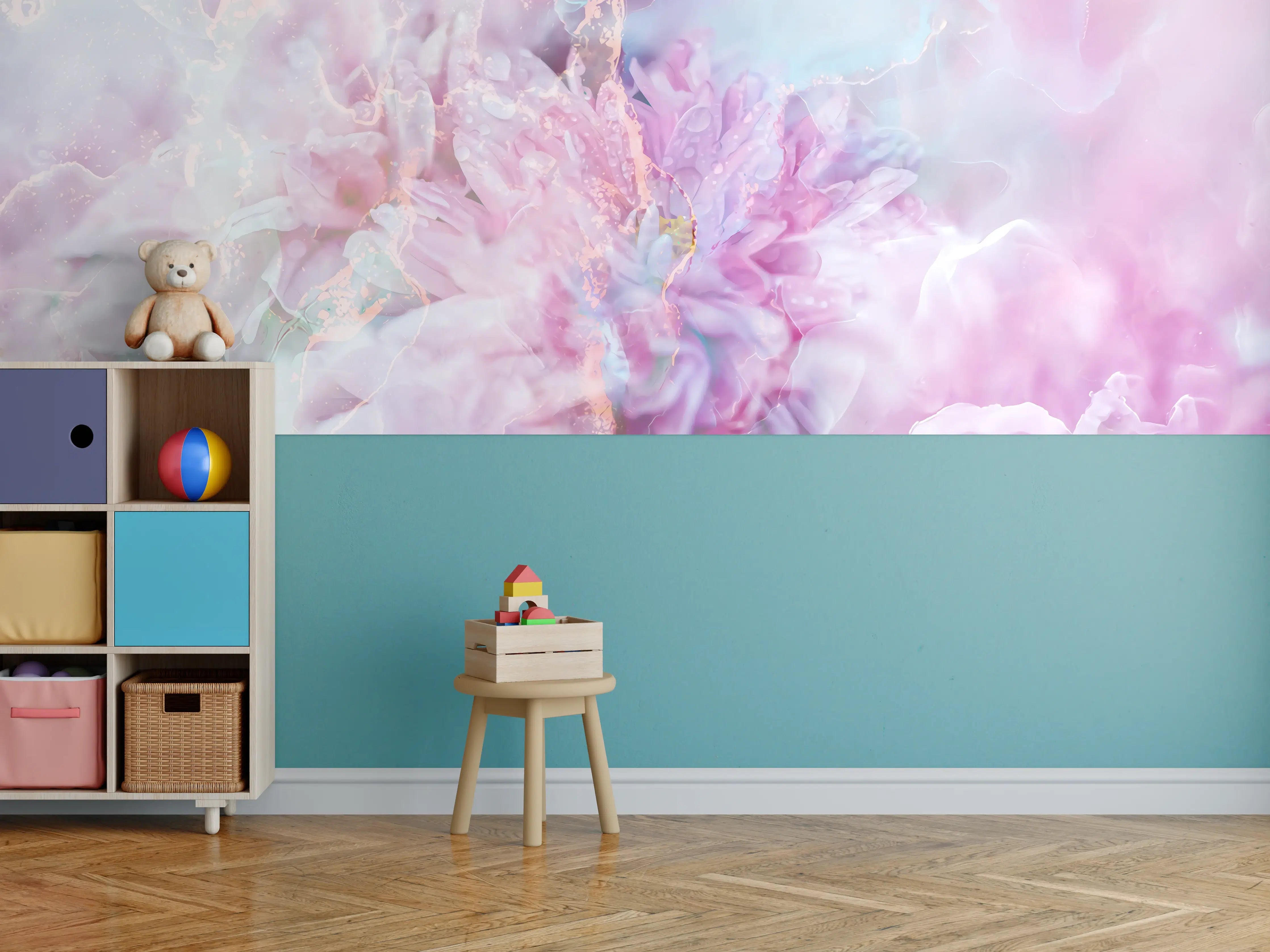 Kinderzimmer Wandgestaltung - Florales Portrait - Pastell