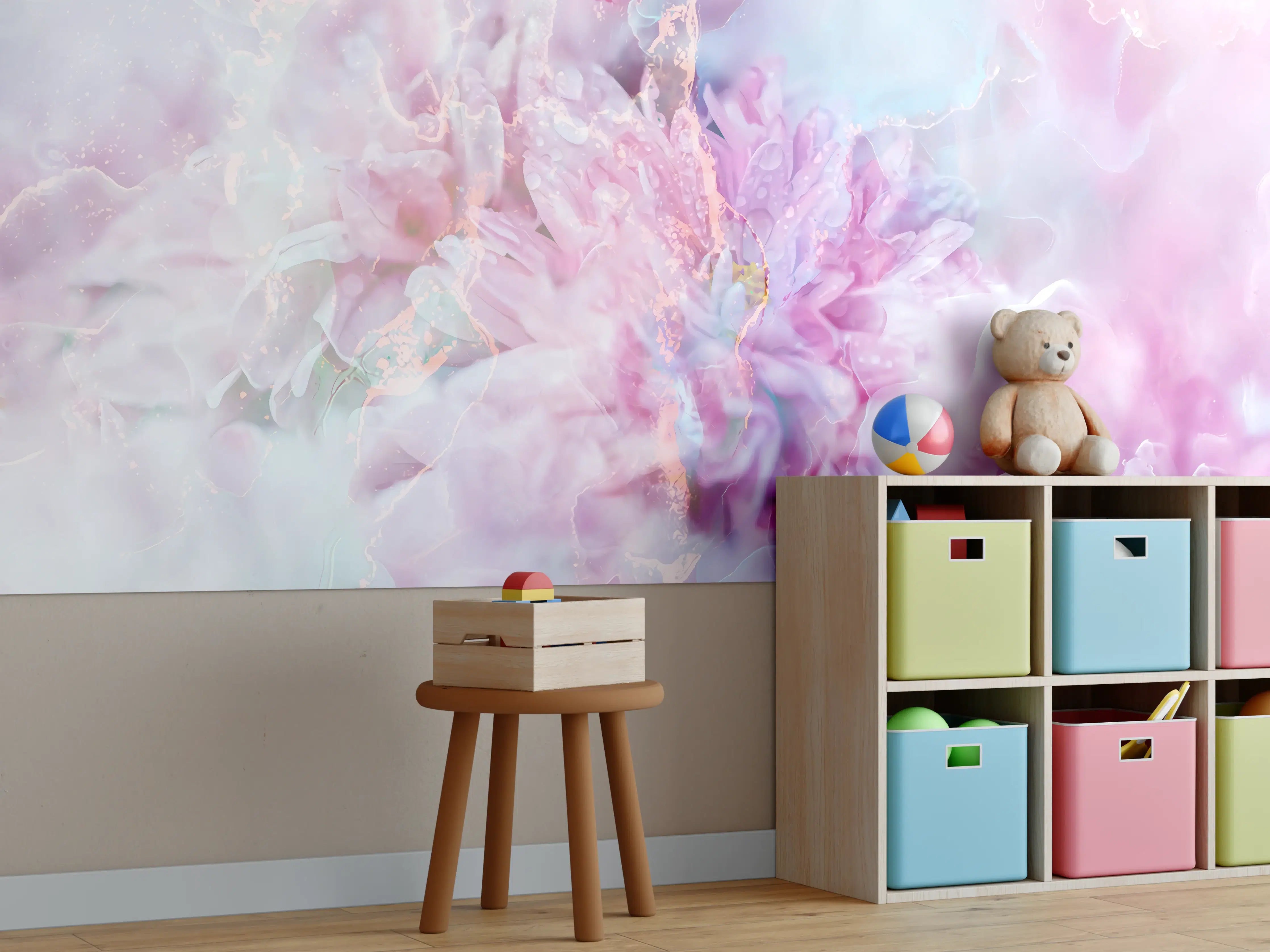 Kinderzimmer Wandgestaltung - Florales Portrait - Pastell