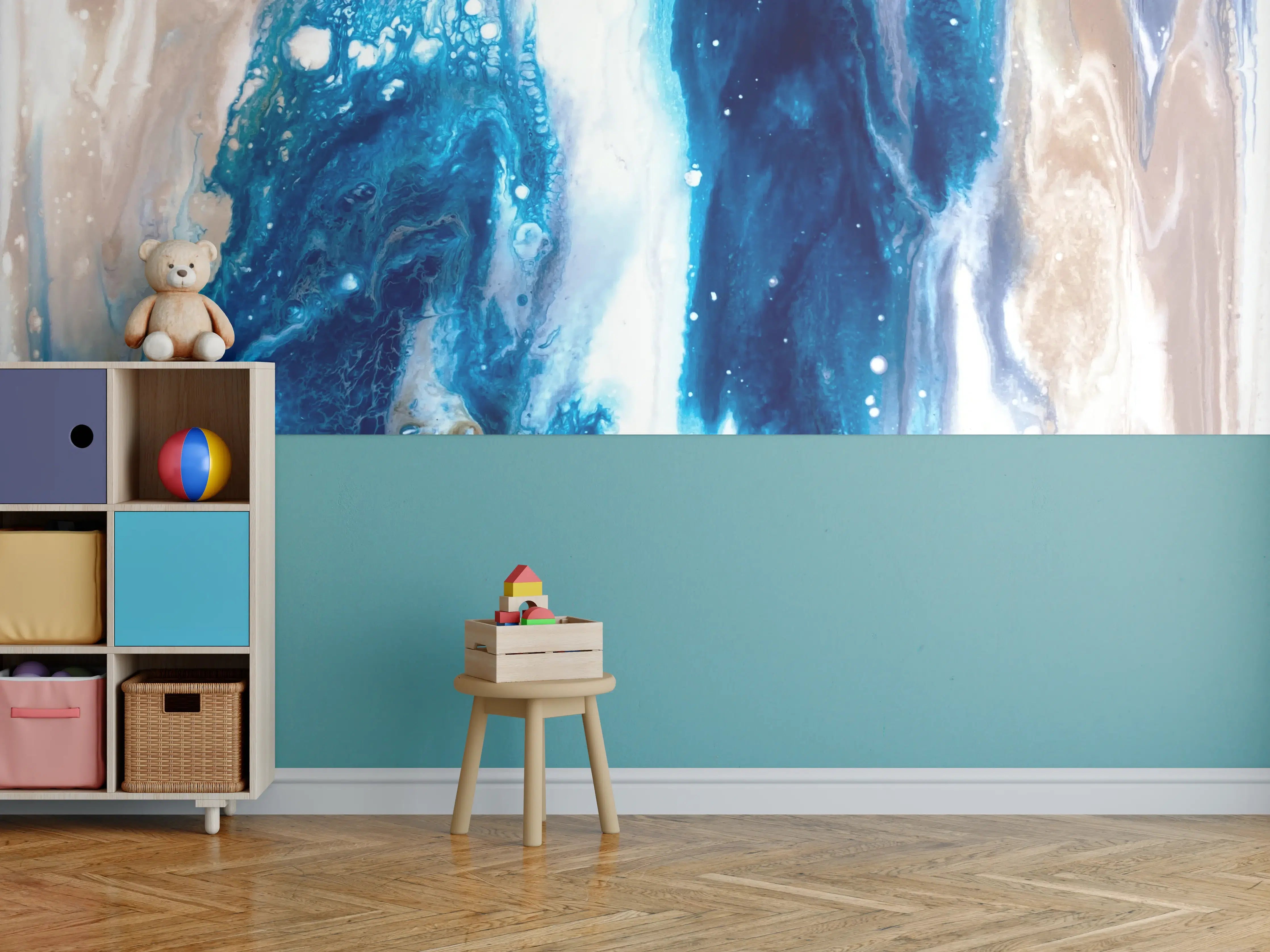 Kinderzimmer Wandgestaltung - Flüssigkunst Malerei - Abstrakt