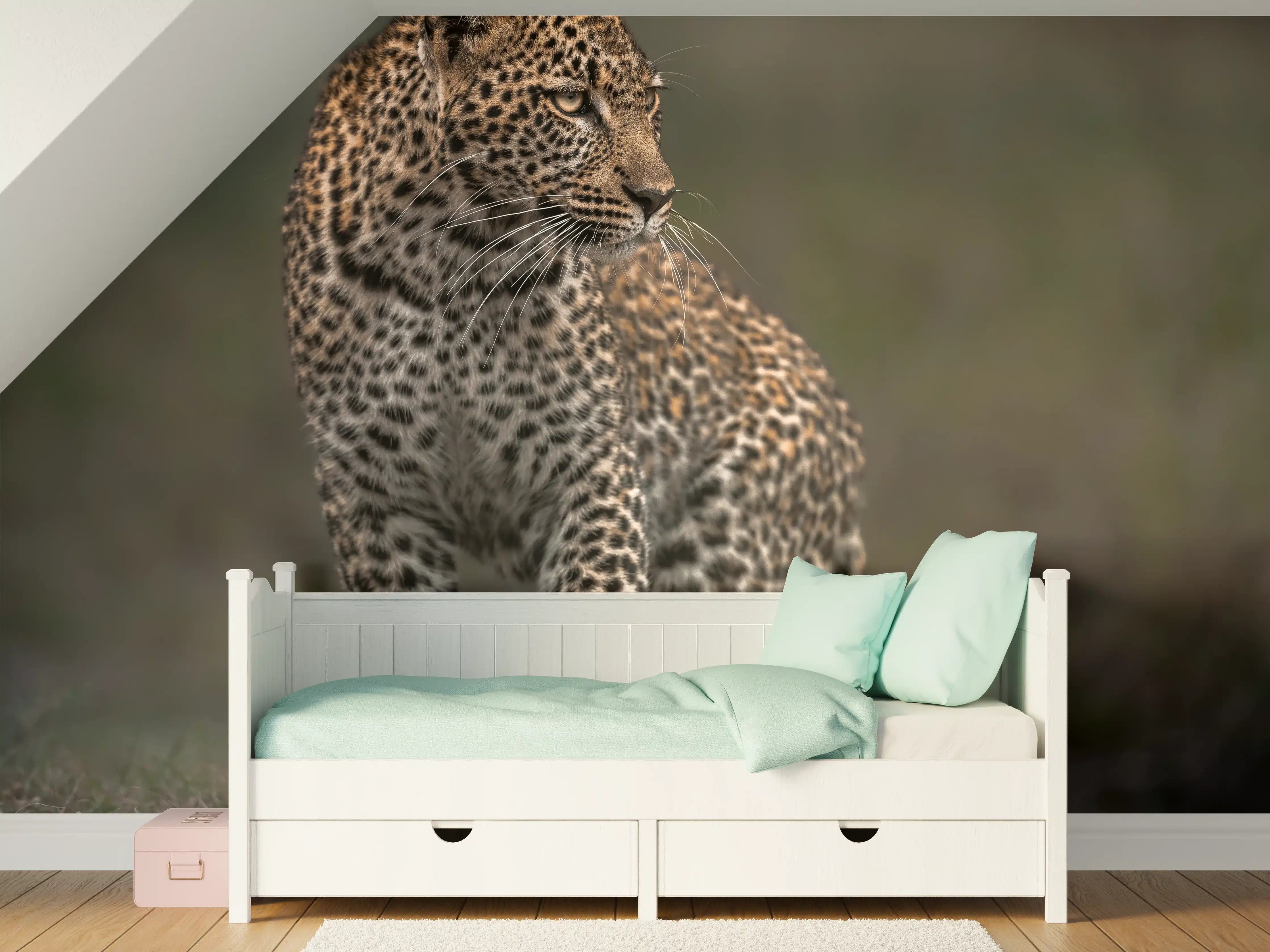 Kinderzimmer Wandgestaltung - Fokussierter Leopard - Savanne
