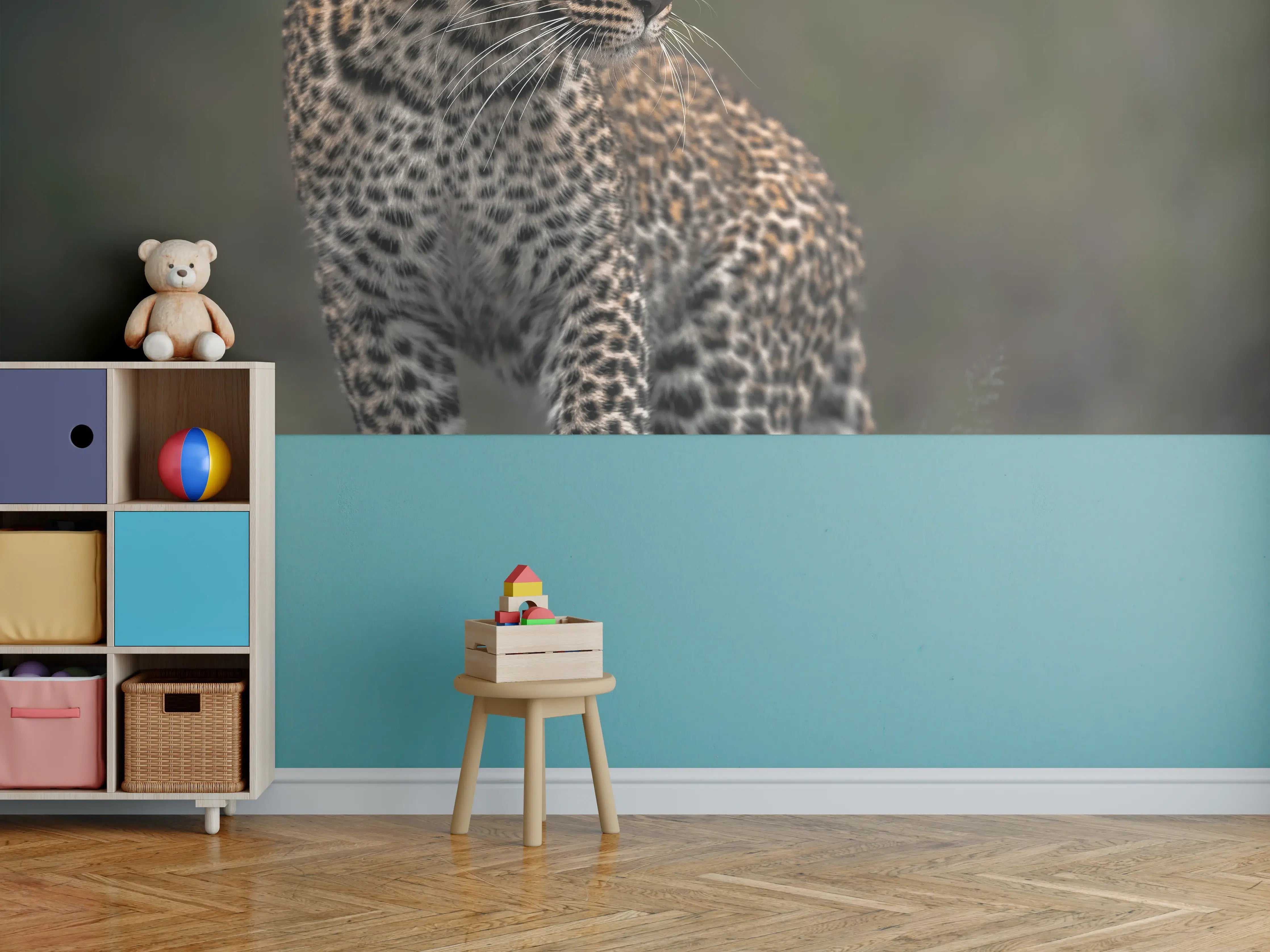 Kinderzimmer Wandgestaltung - Fokussierter Leopard - Savanne